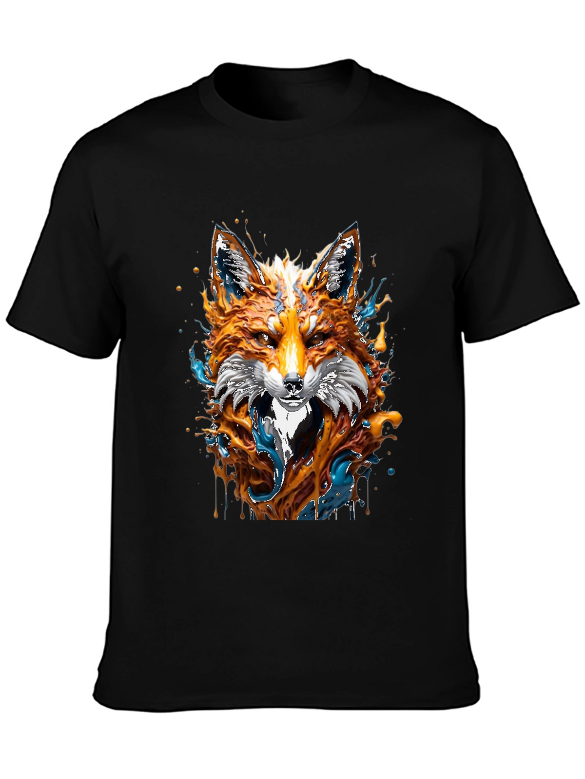 Fox Art Graphic Black T-Shirt - Unique Design