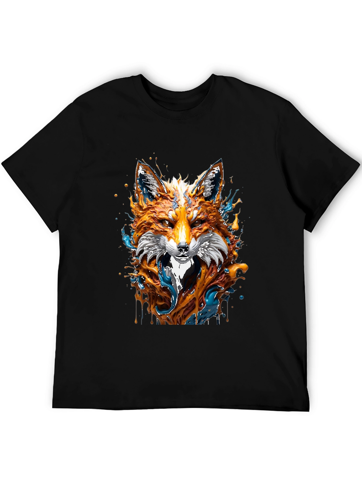 Fox Art Graphic Black T-Shirt - Unique Design