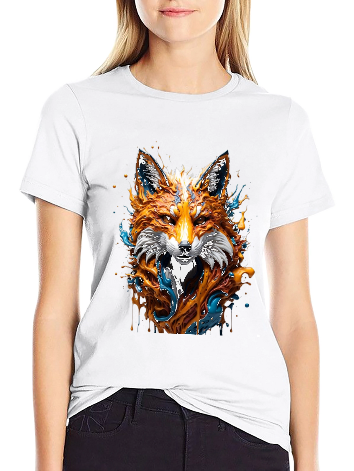 Fox Art Graphic Black T-Shirt - Unique Design