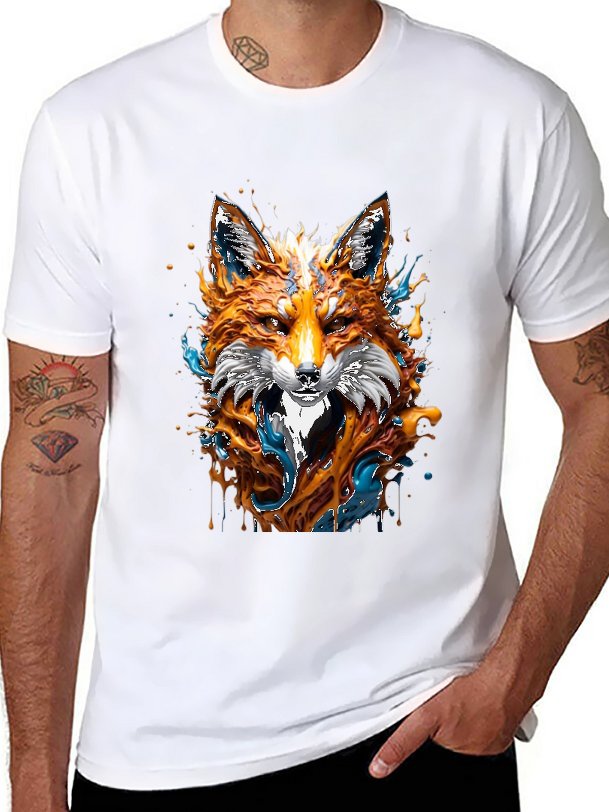 Fox Art Graphic Black T-Shirt - Unique Design
