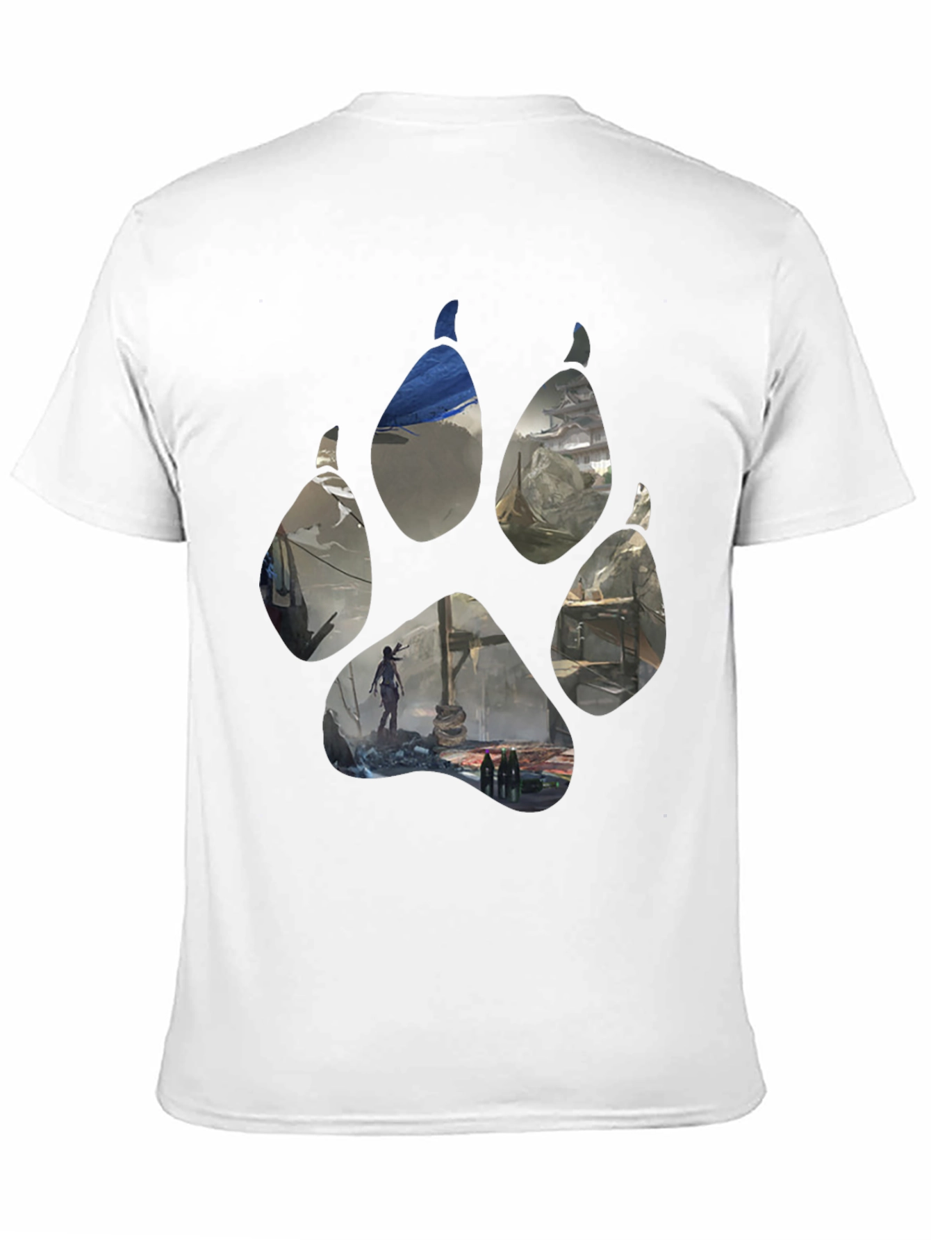 Wolf Paw Print Graphic T-Shirt - Black