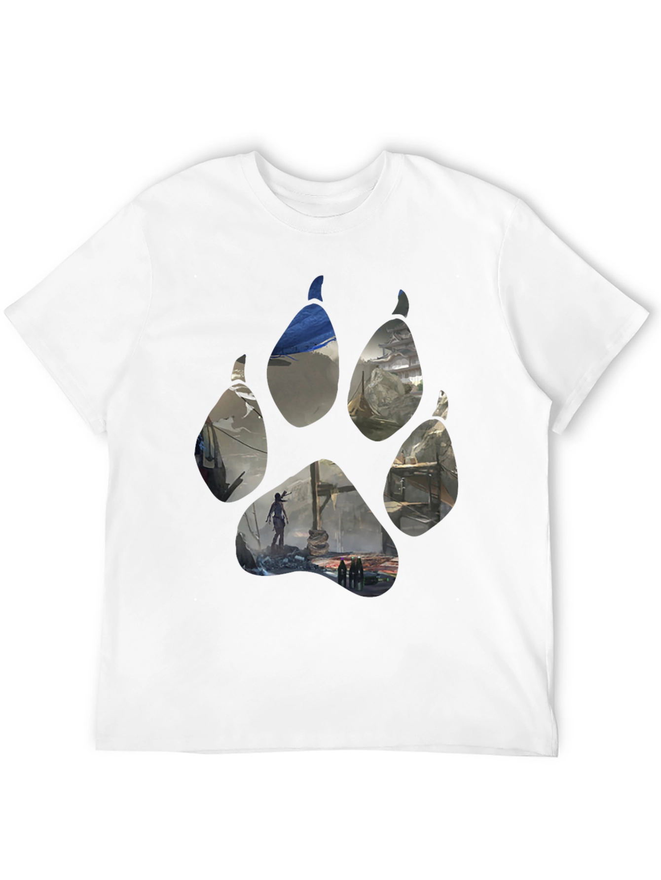 Wolf Paw Print Graphic T-Shirt - Black