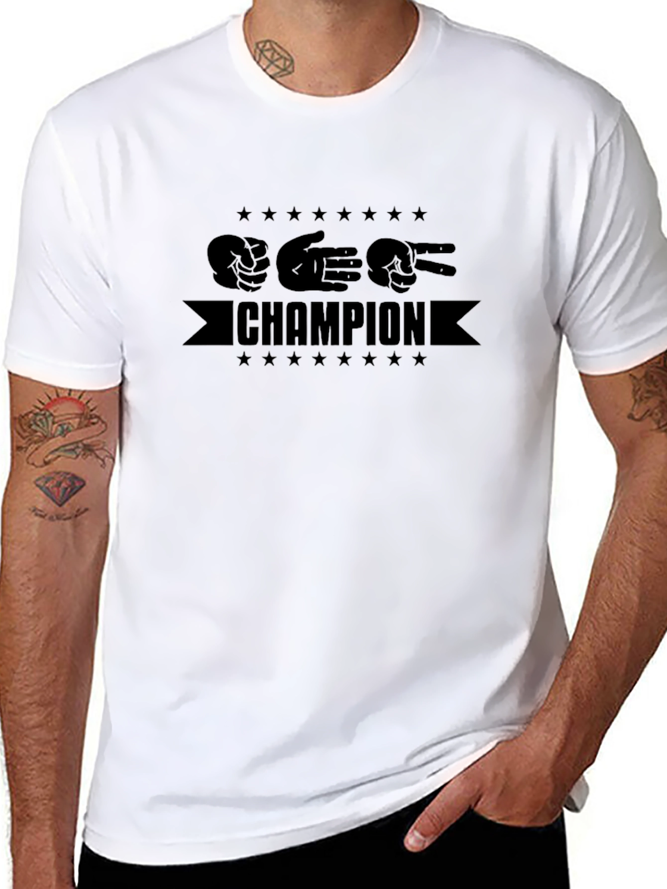 Rock Paper Scissors Champion Black T-Shirt