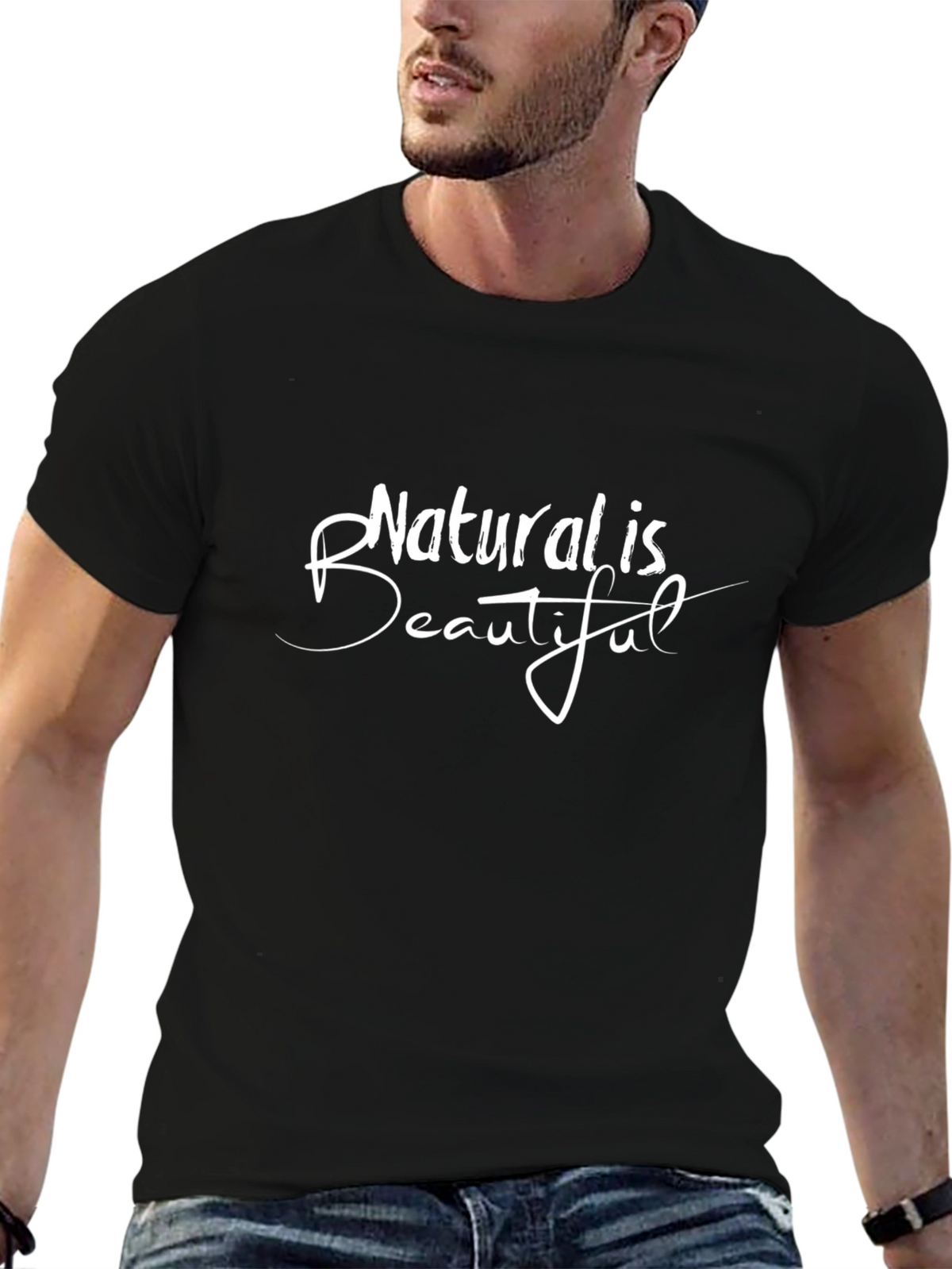 Natural is Beautiful Black Graphic Tee