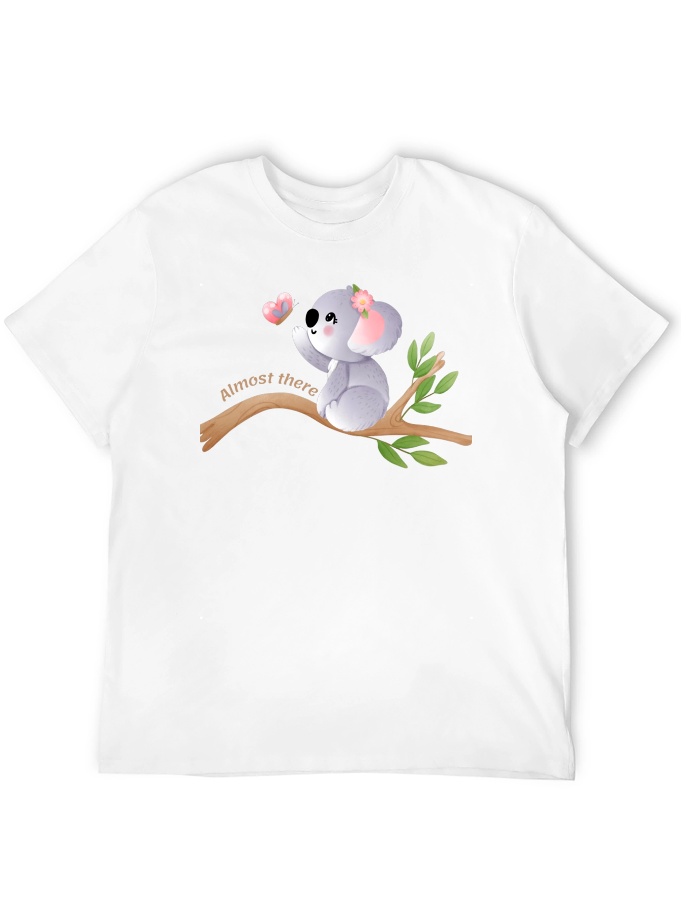 Cute Koala Almost There Black Graphic T-Shirt