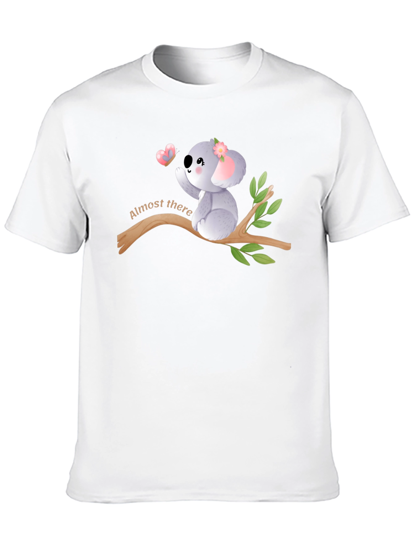 Cute Koala Almost There Black Graphic T-Shirt