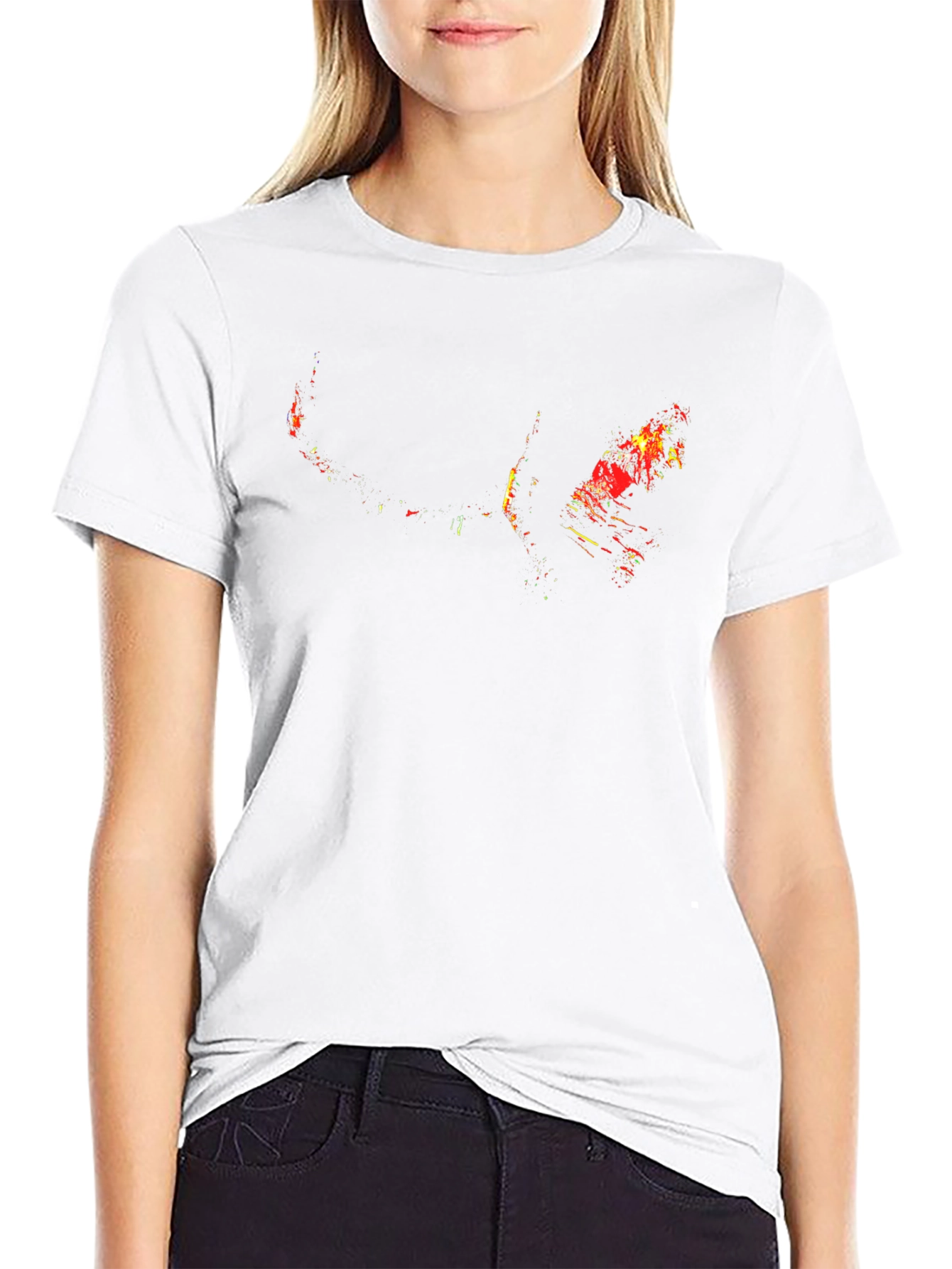 Abstract Fire Print Black T-Shirt