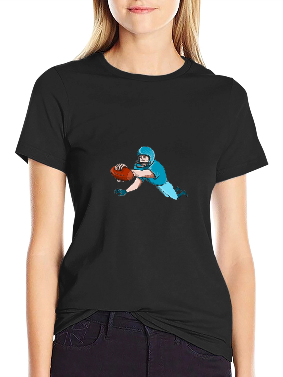 Football Player Black T-Shirt
