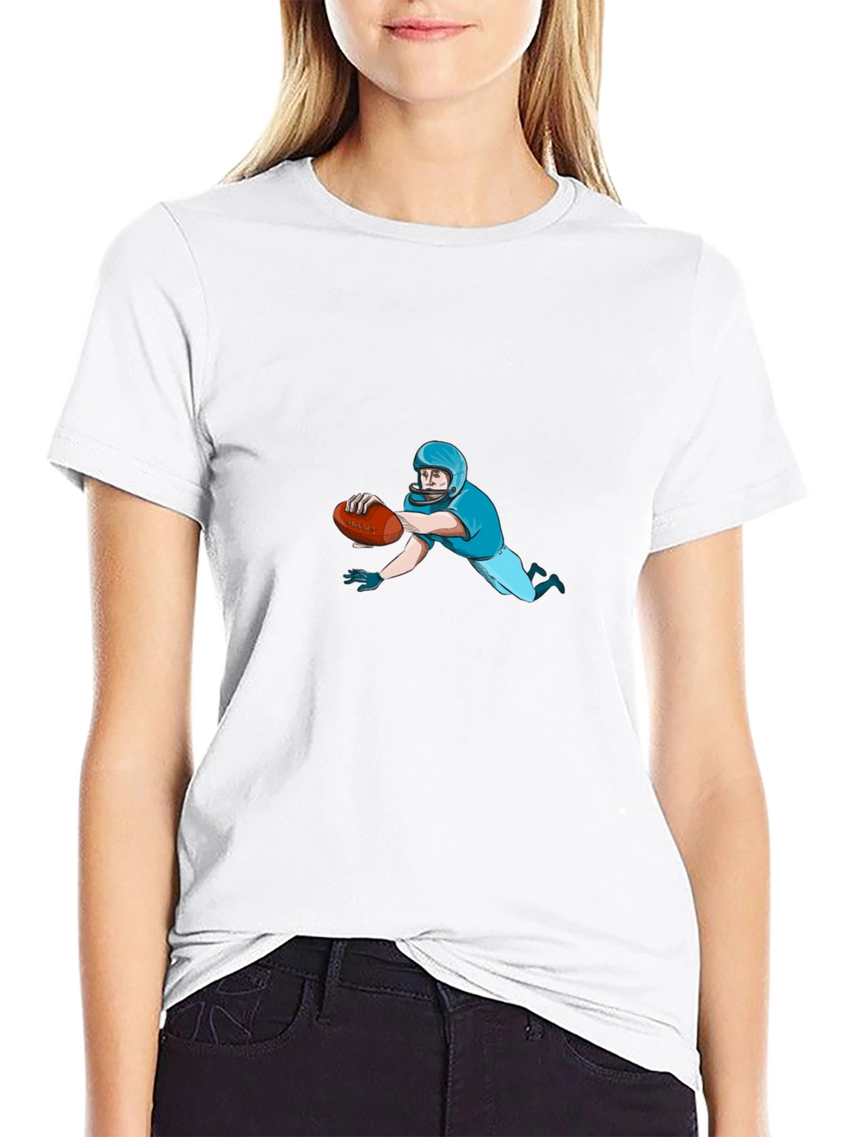 Football Player Black T-Shirt