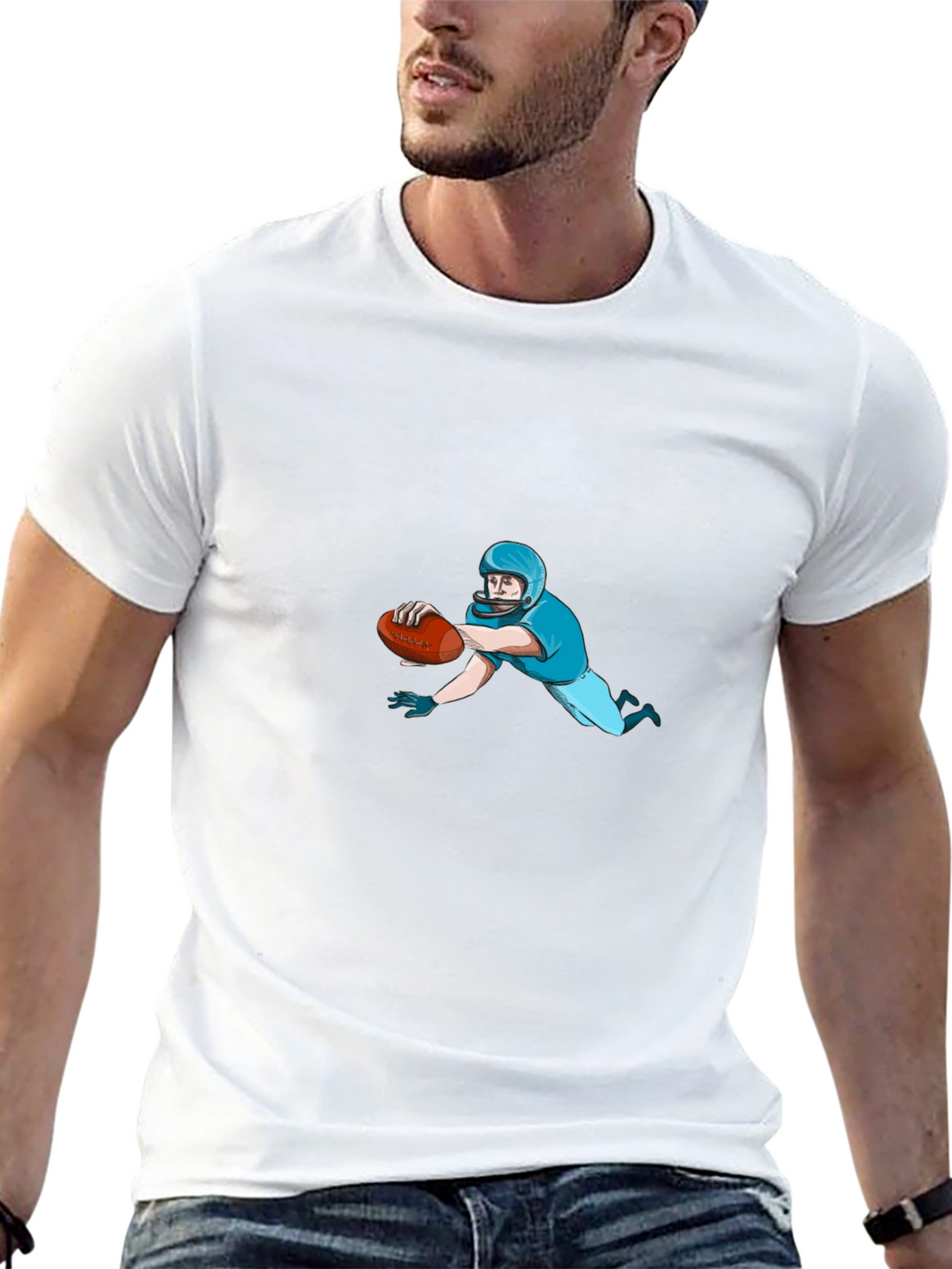 Football Player Black T-Shirt