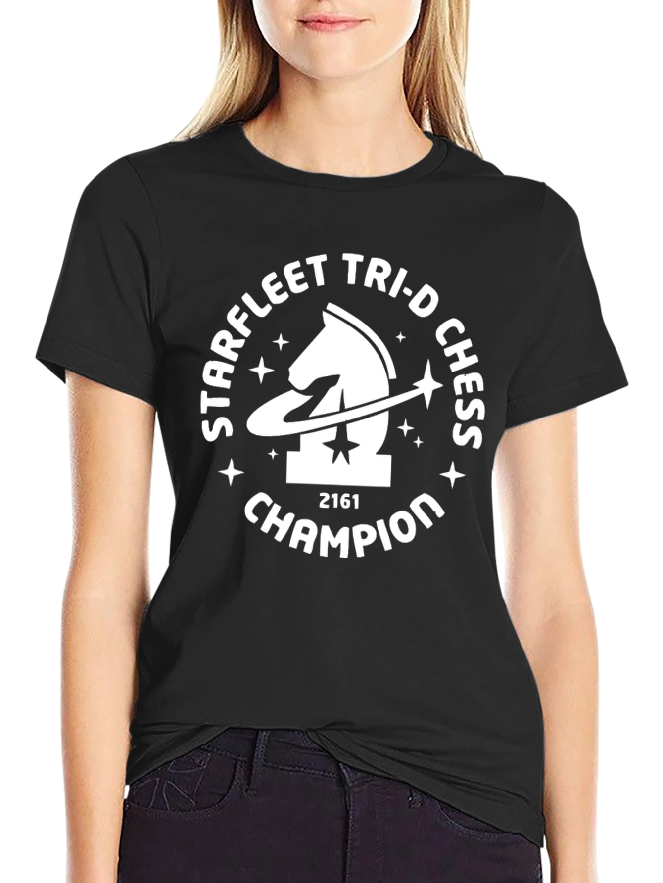 Starfleet Tri-D Chess Champion Black T-Shirt