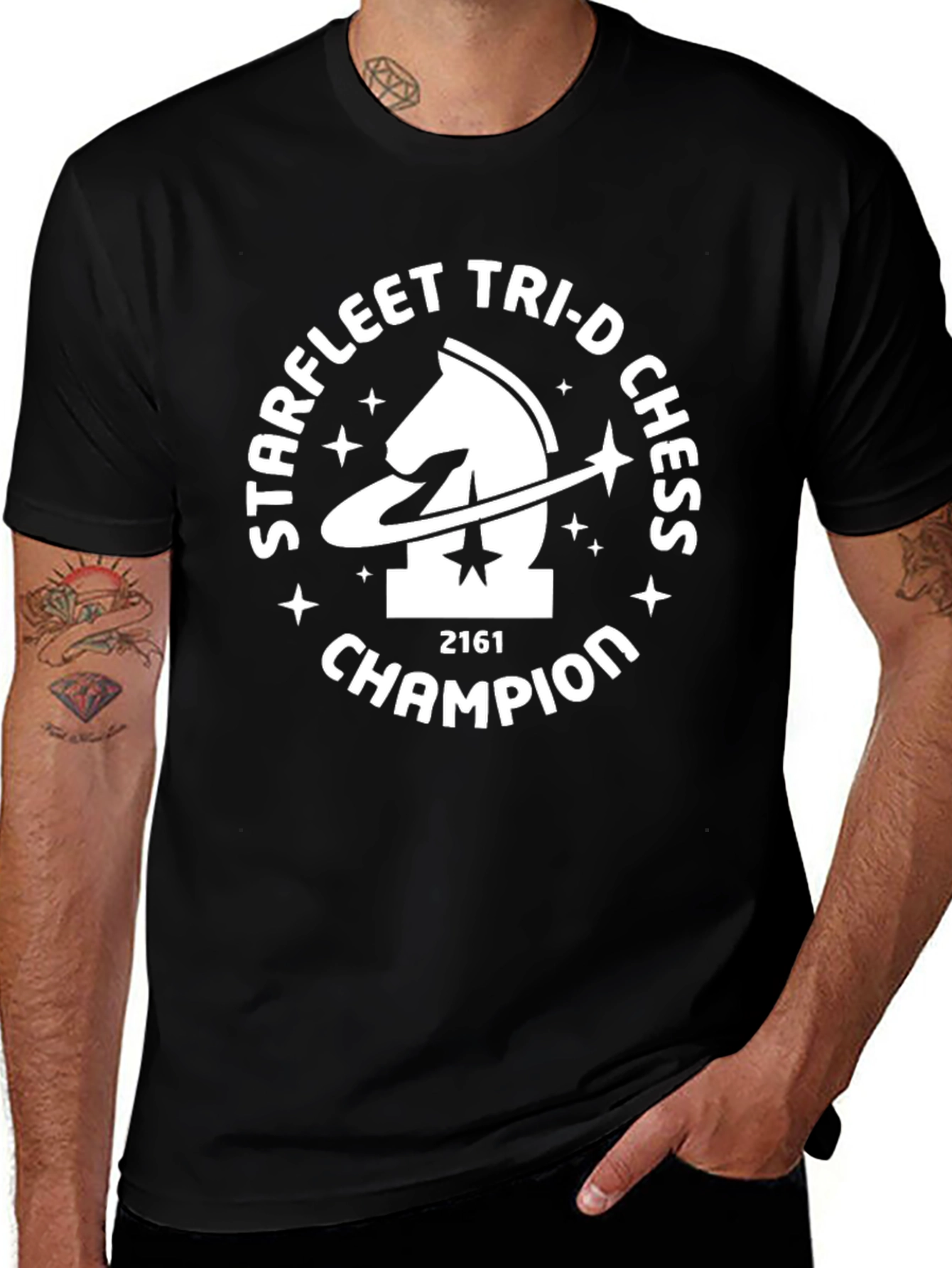Starfleet Tri-D Chess Champion Black T-Shirt