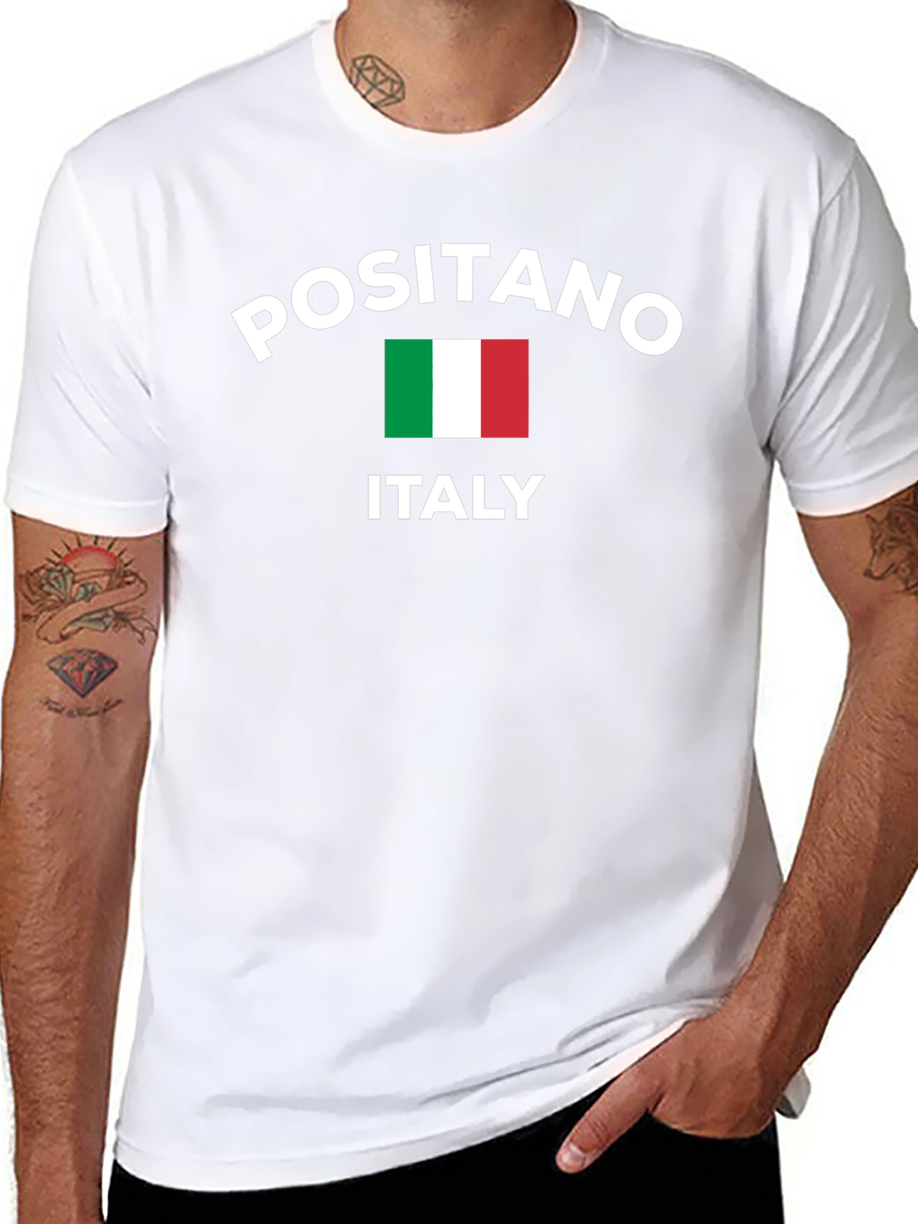 Positano Italy T-Shirt Italian Flag Design
