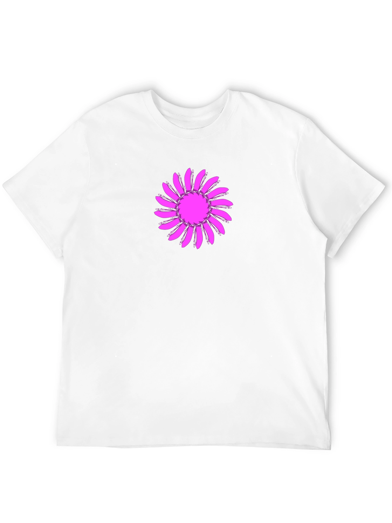 Black T-Shirt with Pink Floral Design