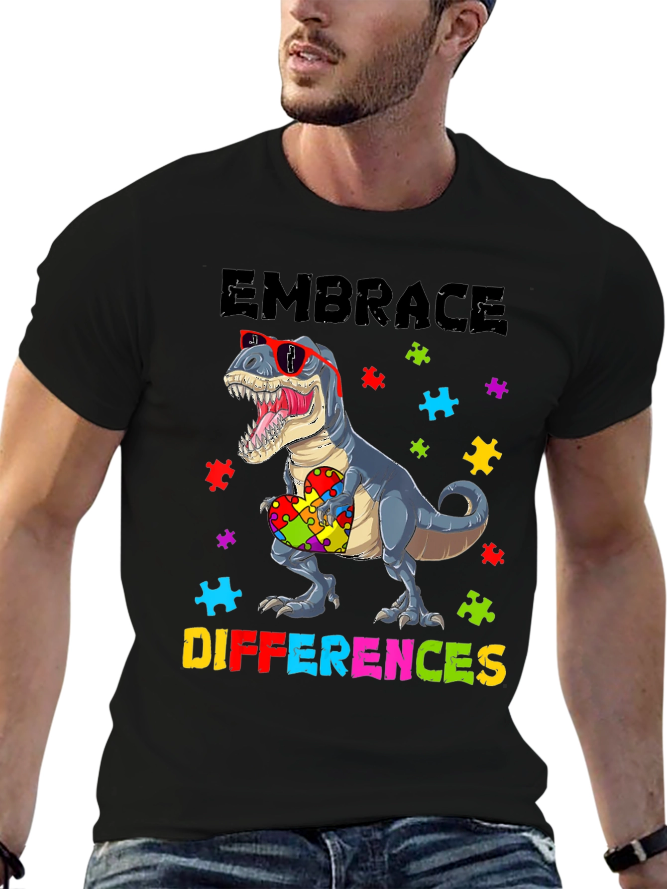 Embrace Differences T-Rex Autism Awareness Shirt