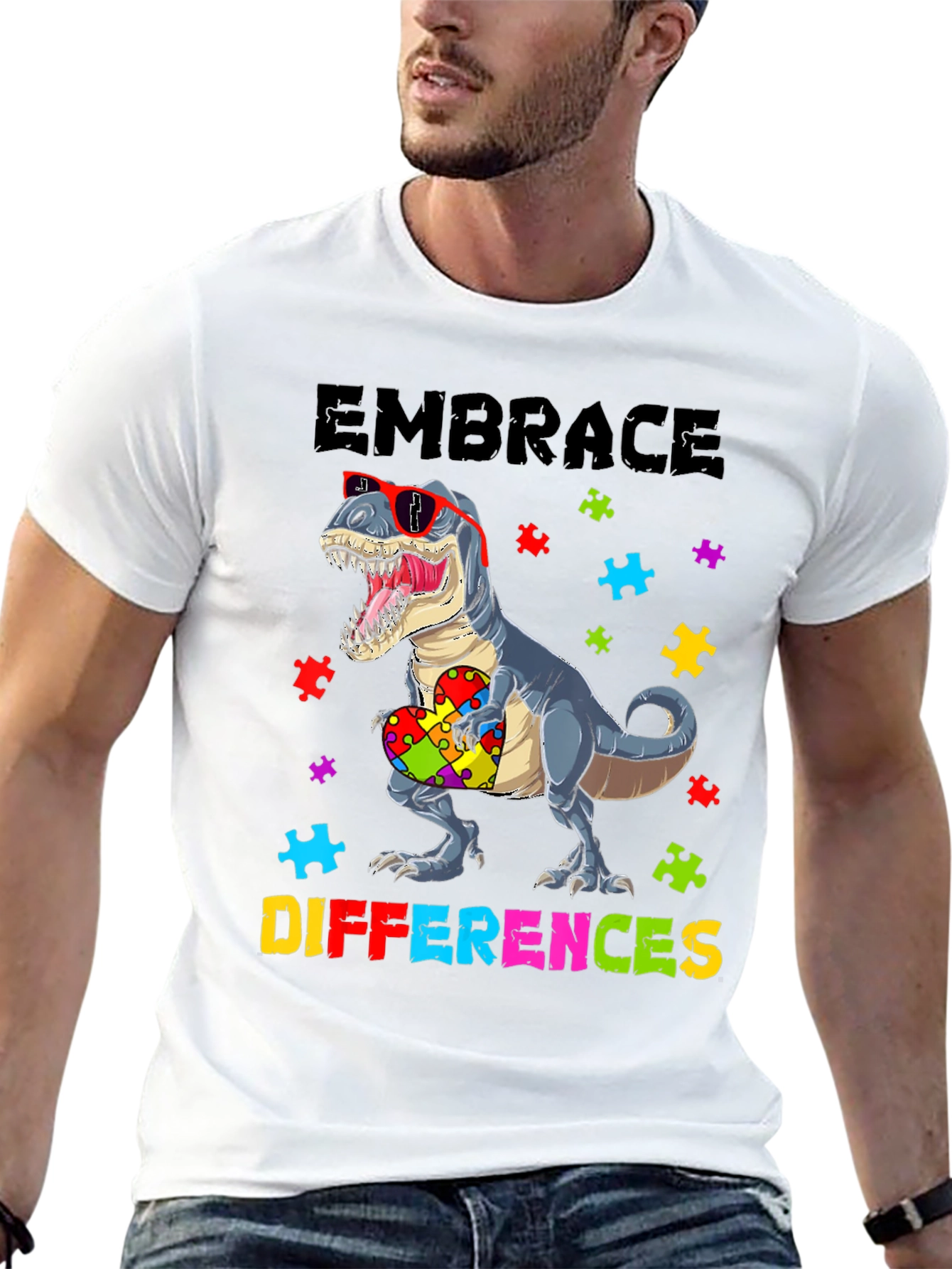 Embrace Differences T-Rex Autism Awareness Shirt