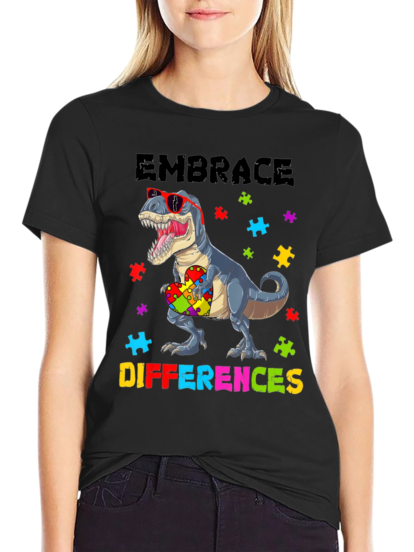 Embrace Differences T-Rex Autism Awareness Shirt