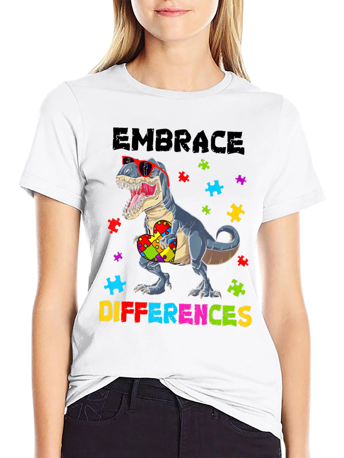 Embrace Differences T-Rex Autism Awareness Shirt