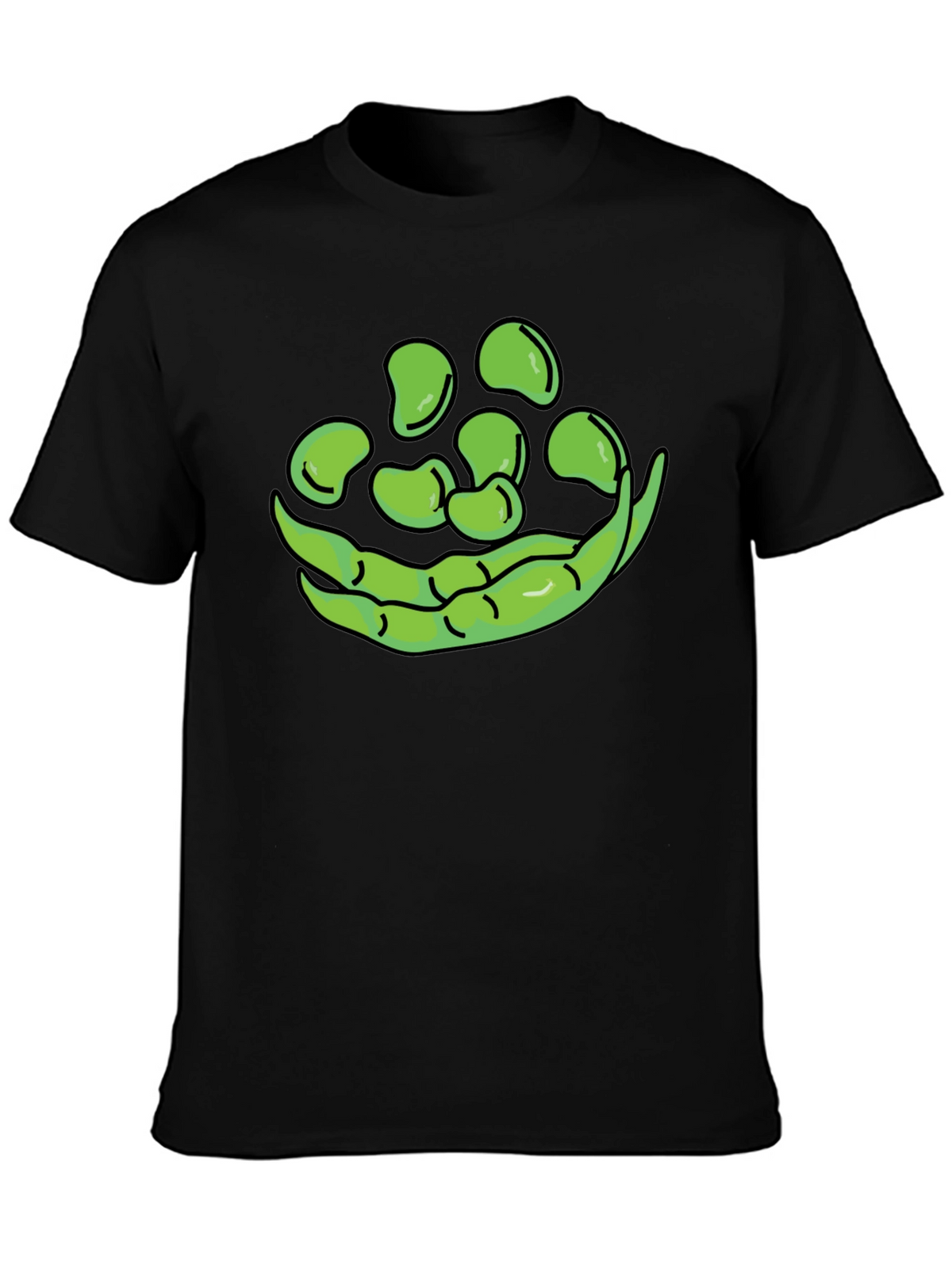 Funny Green Beans Graphic T-Shirt - Black Casual Tee
