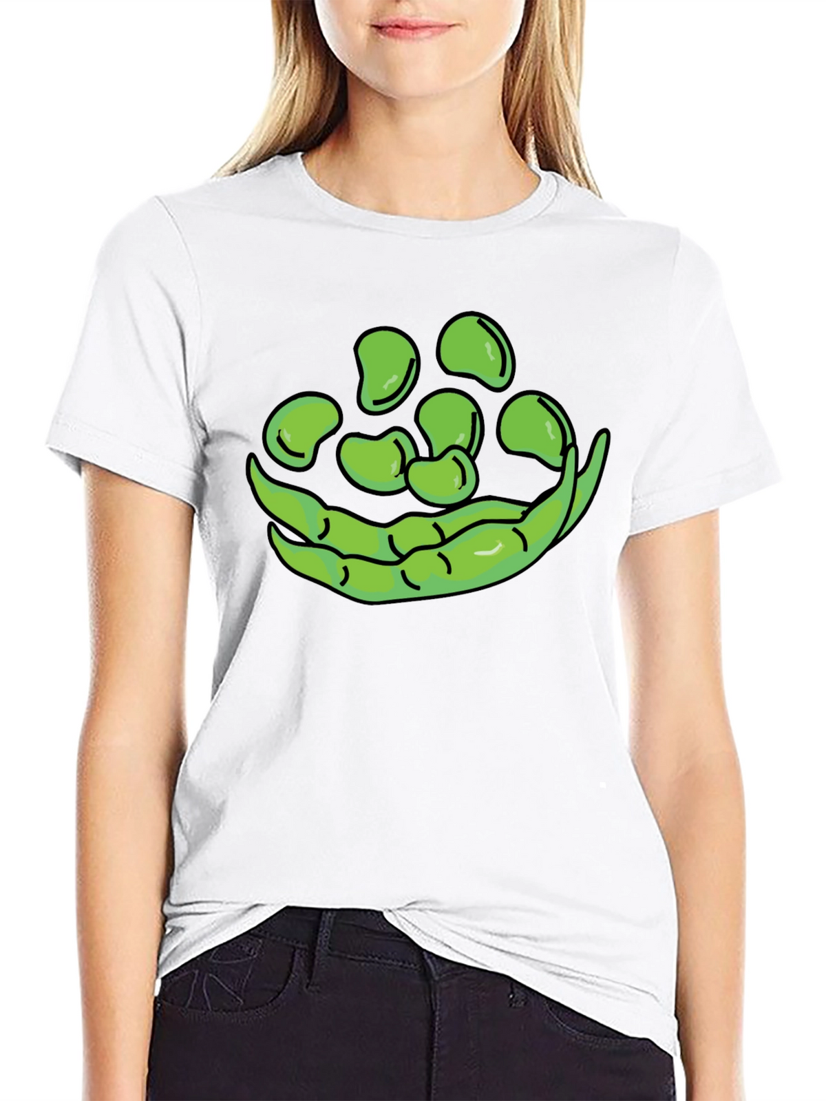 Funny Green Beans Graphic T-Shirt - Black Casual Tee