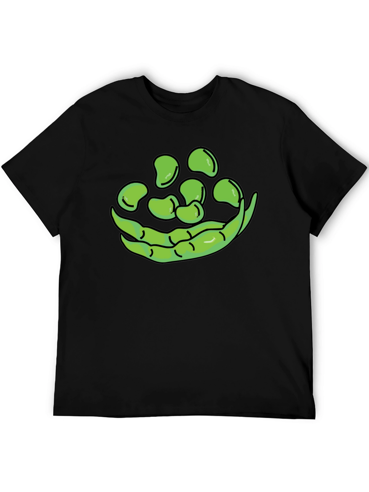 Funny Green Beans Graphic T-Shirt - Black Casual Tee