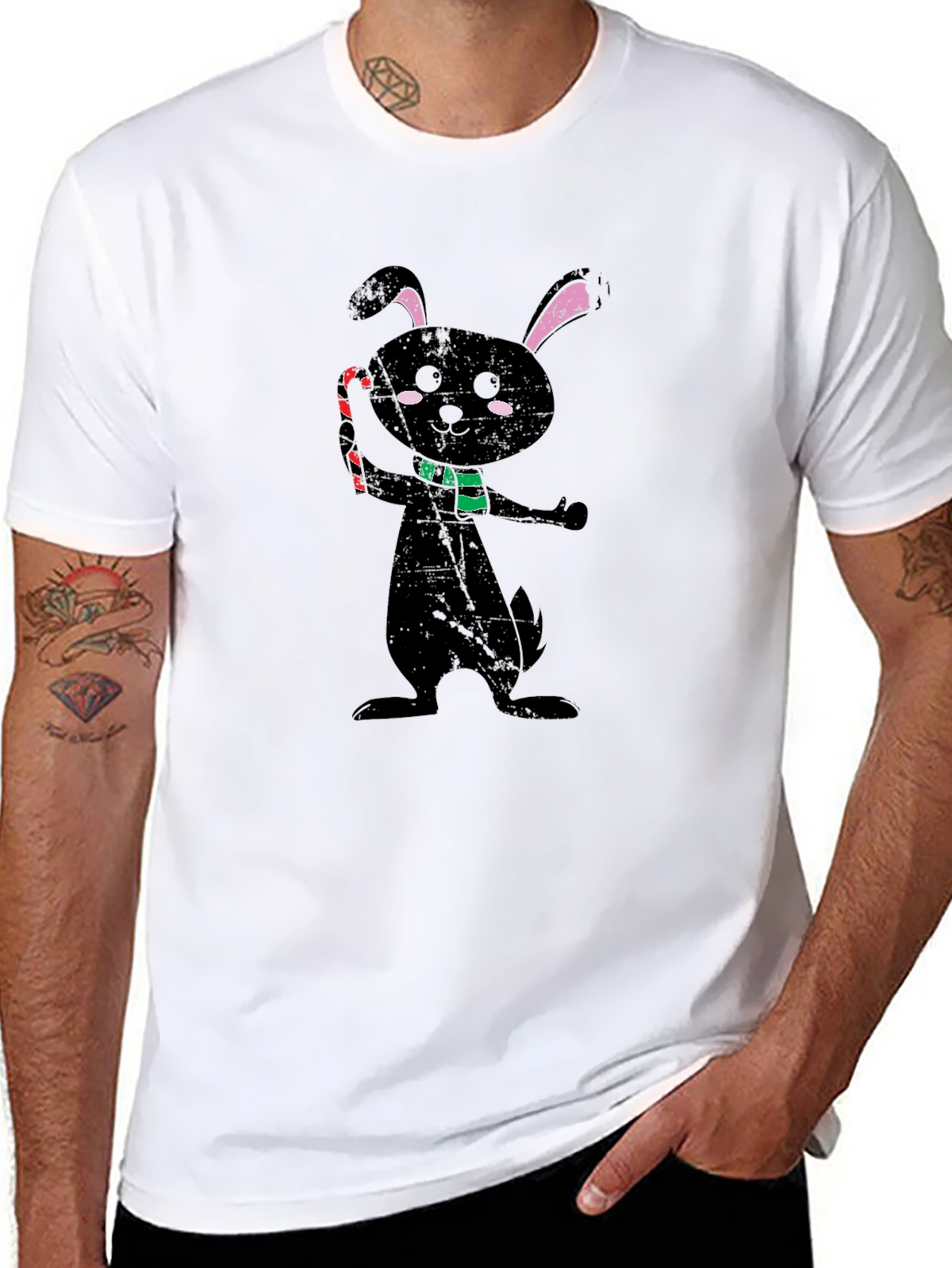 Festive Black Rabbit Graphic Tee