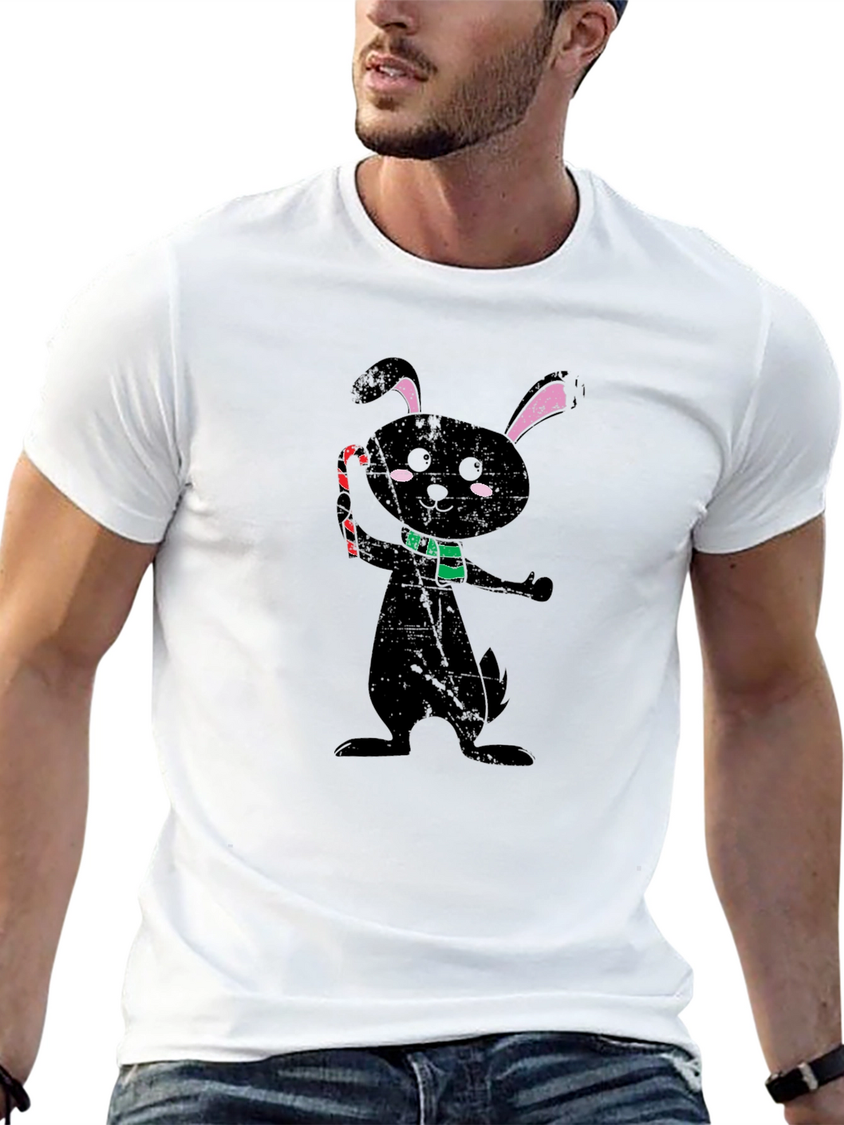Festive Black Rabbit Graphic Tee