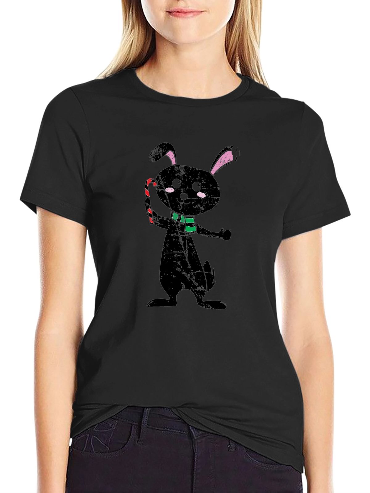 Festive Black Rabbit Graphic Tee