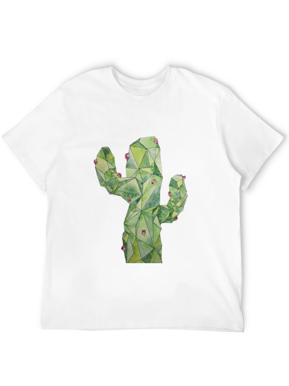 Geometric Cactus Print Black T-Shirt