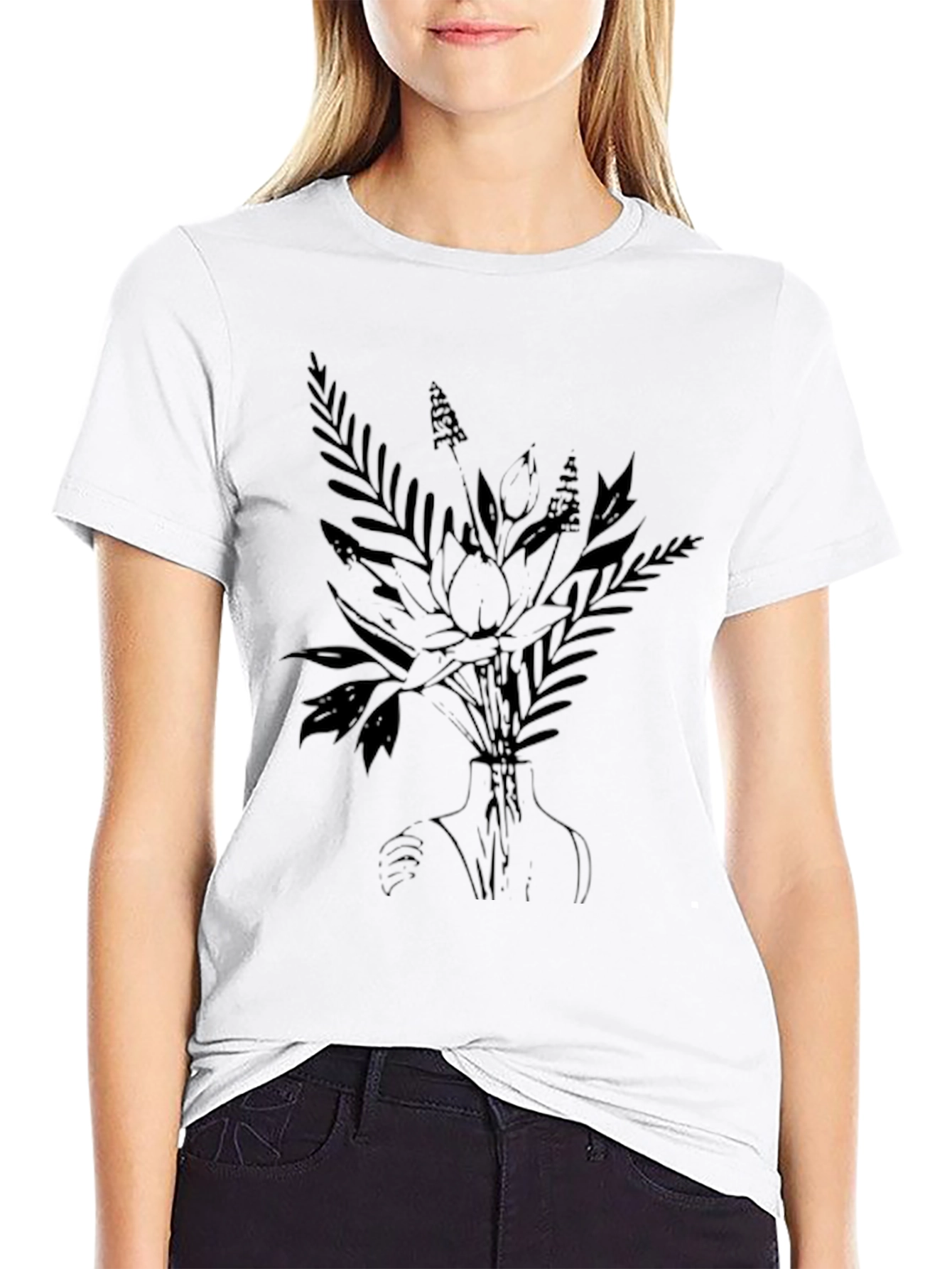 Elegant Black Floral Print T-Shirt for Men