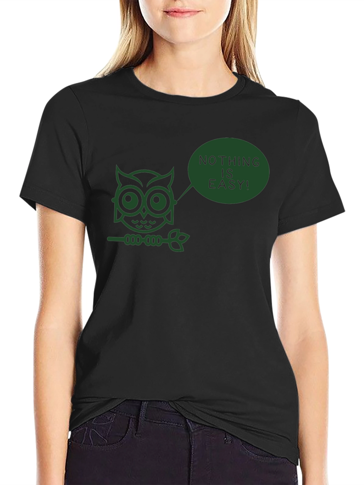 Nothing is Easy Owl T-Shirt - Black