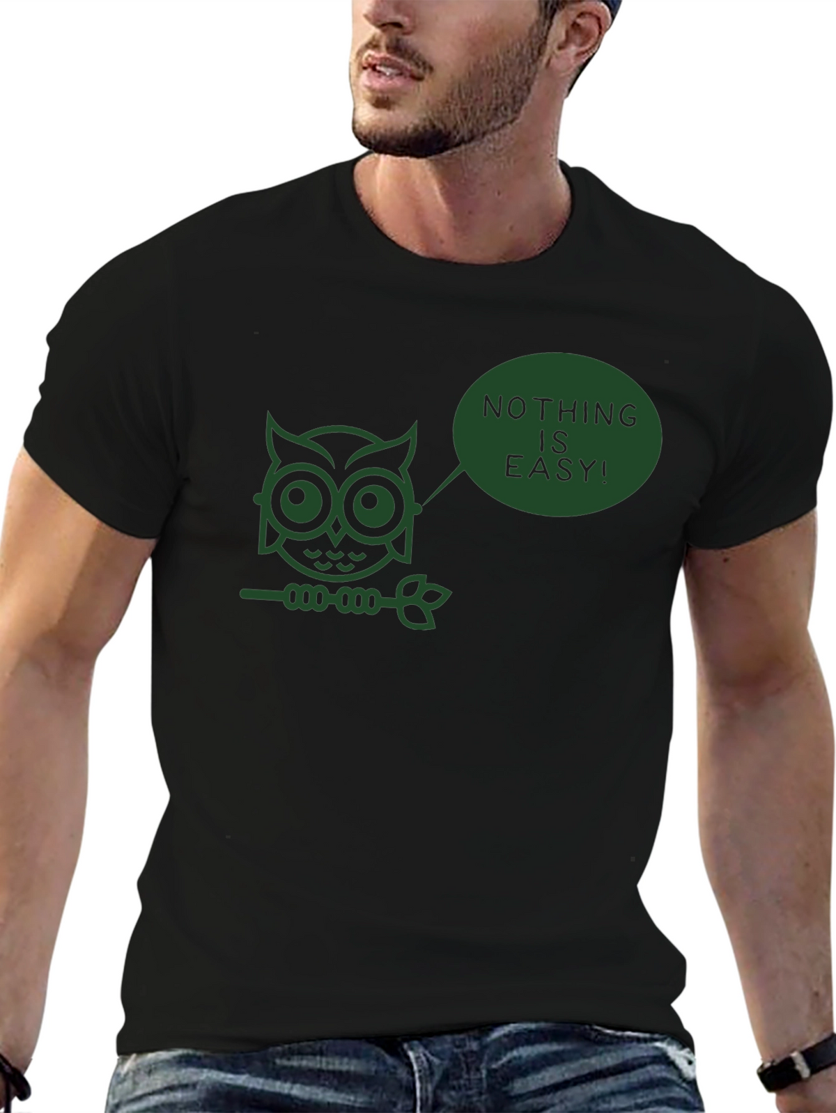 Nothing is Easy Owl T-Shirt - Black