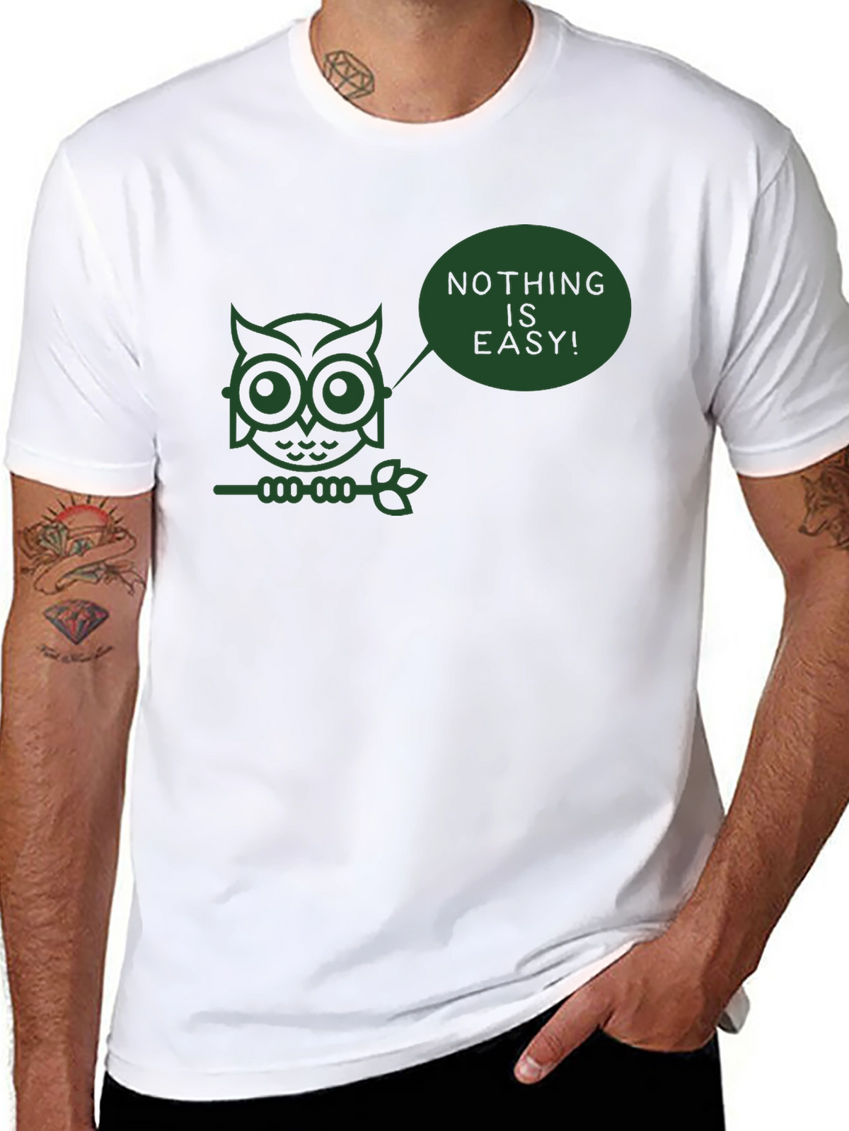 Nothing is Easy Owl T-Shirt - Black