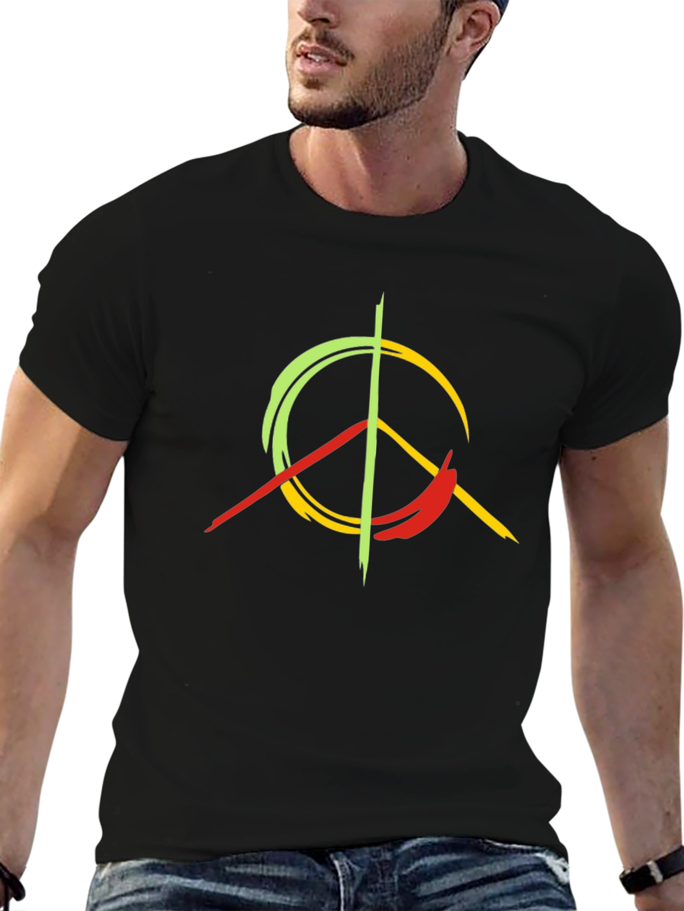 Rasta Peace Sign Graphic T-Shirt