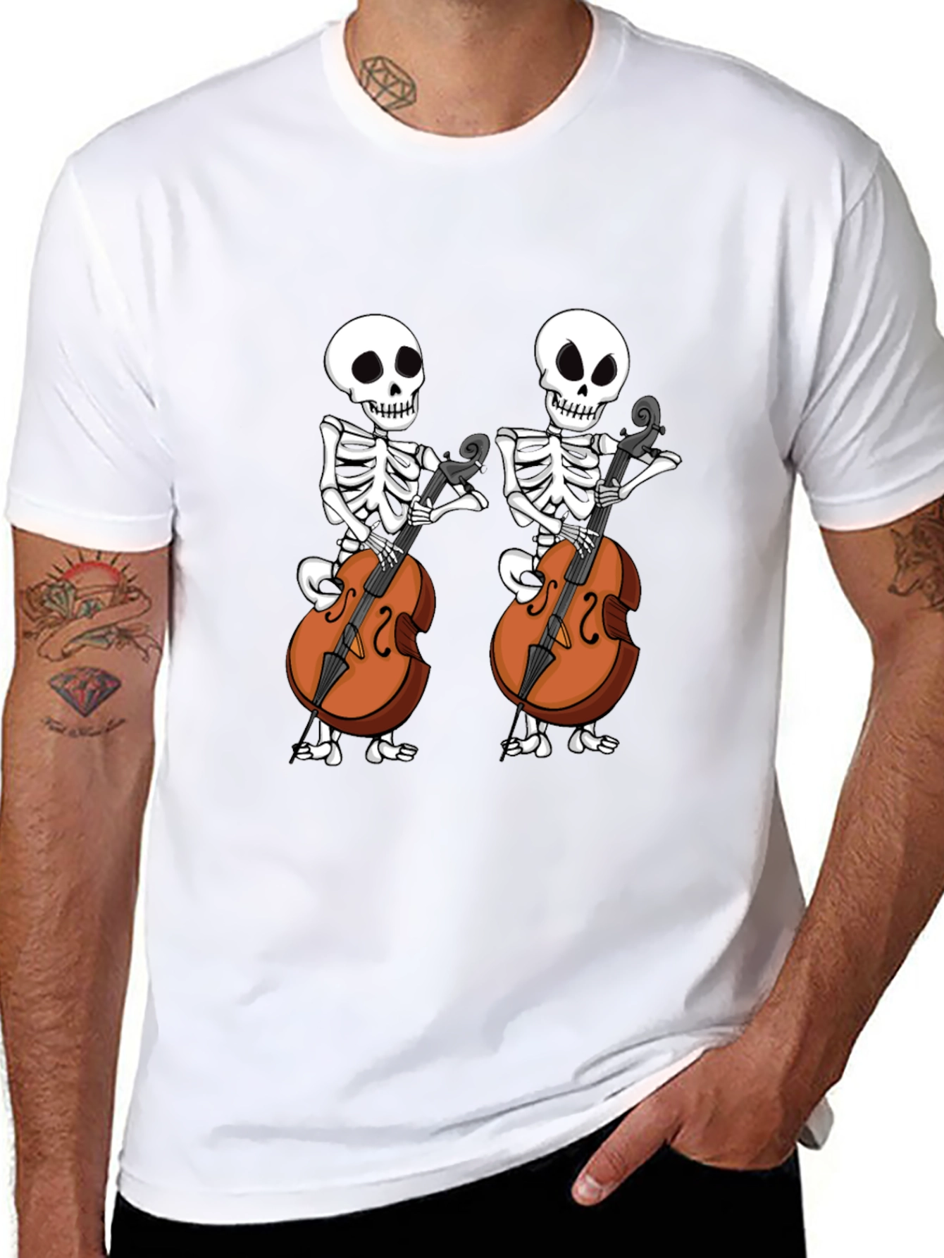Skeleton Cellist Graphic Tee