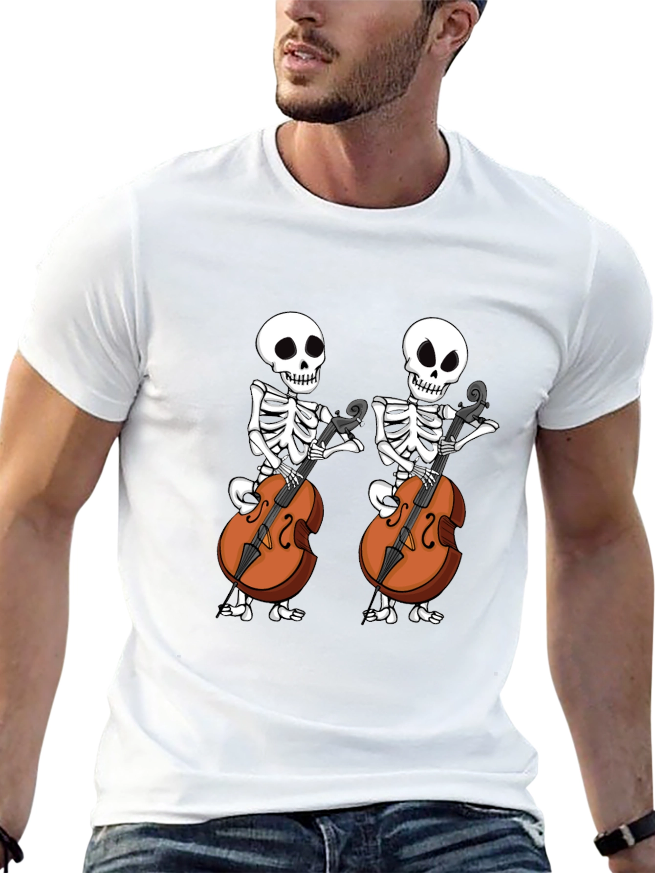 Skeleton Cellist Graphic Tee