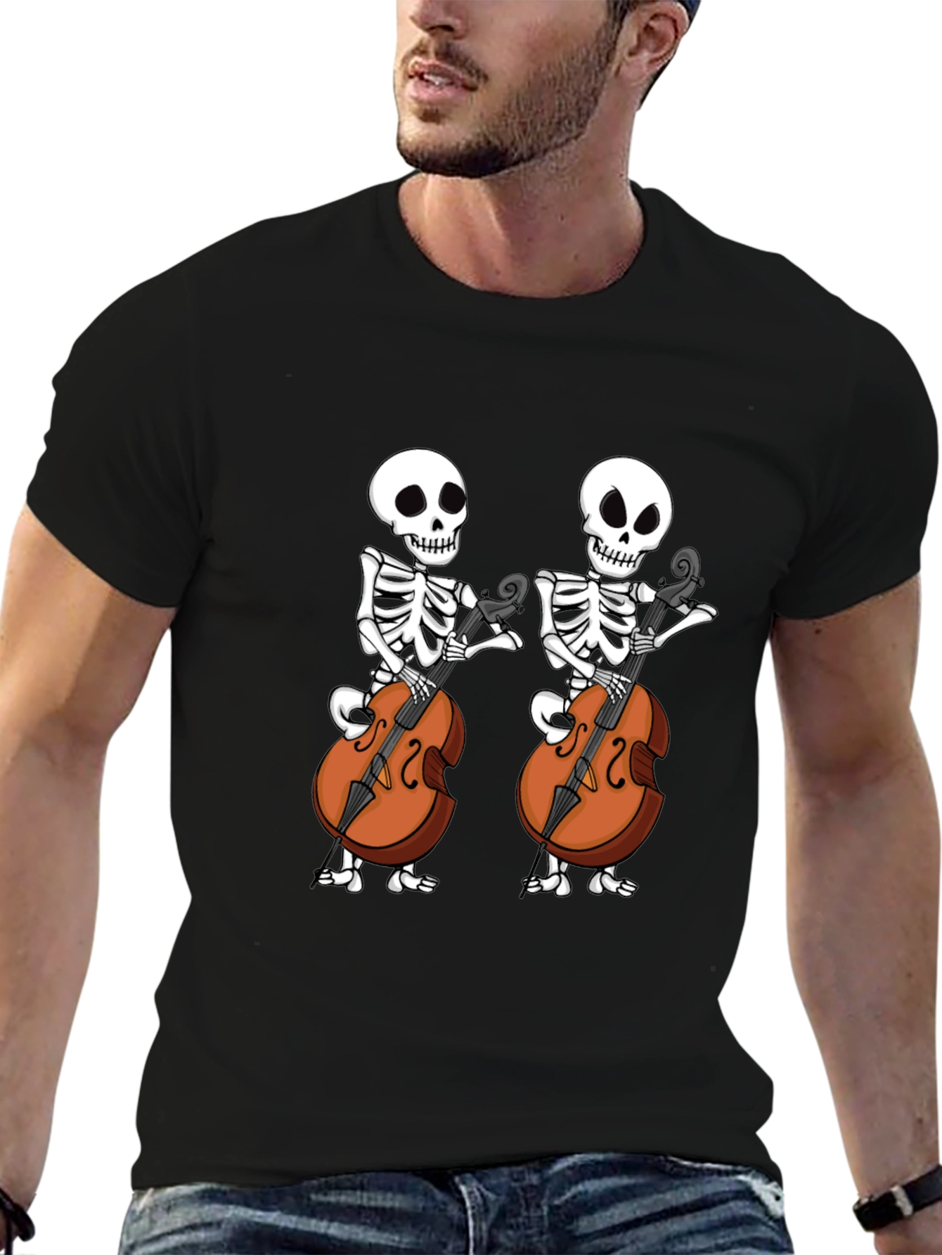 Skeleton Cellist Graphic Tee