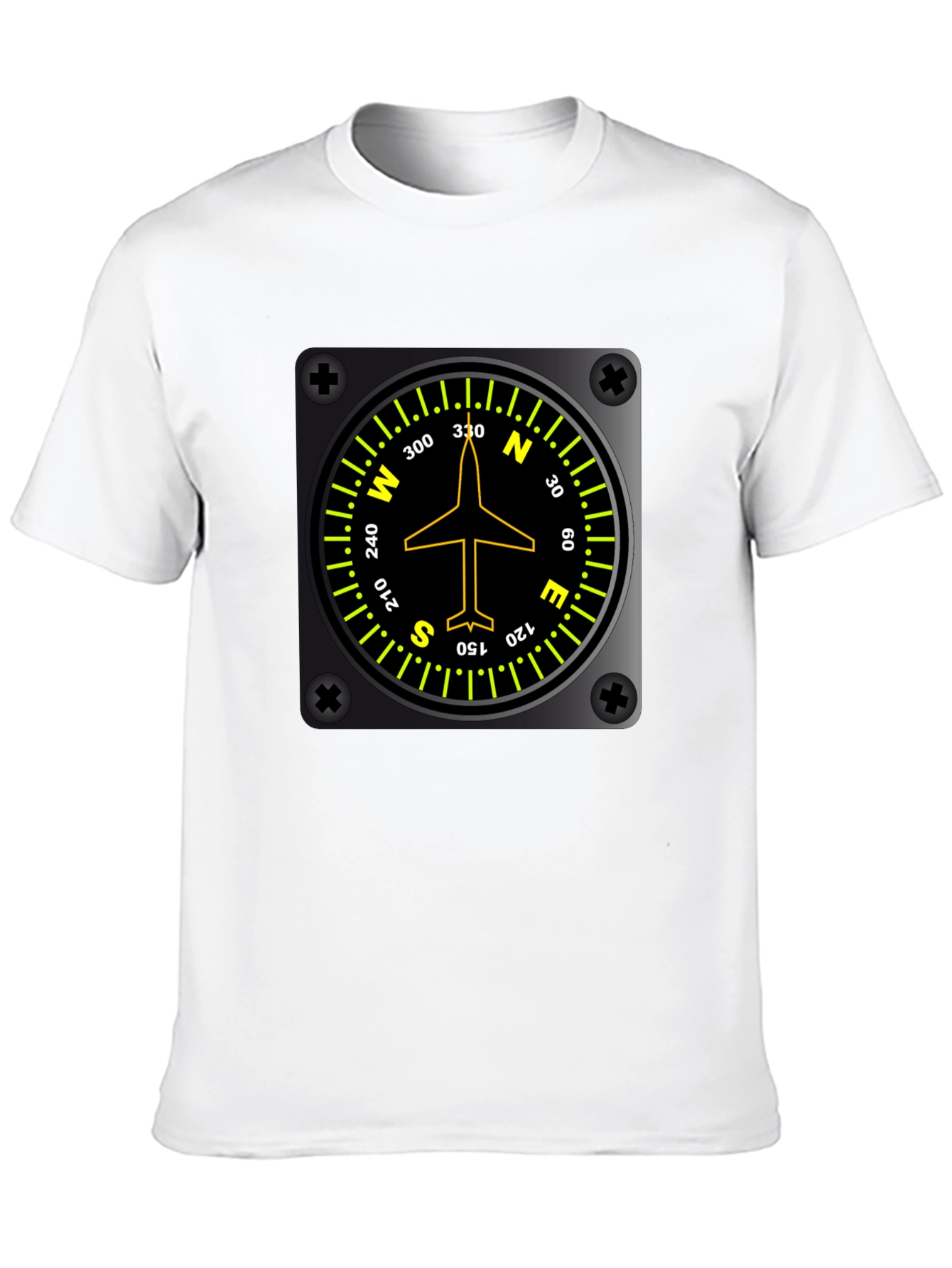 Pilot Compass Directional Aviation Black T-Shirt