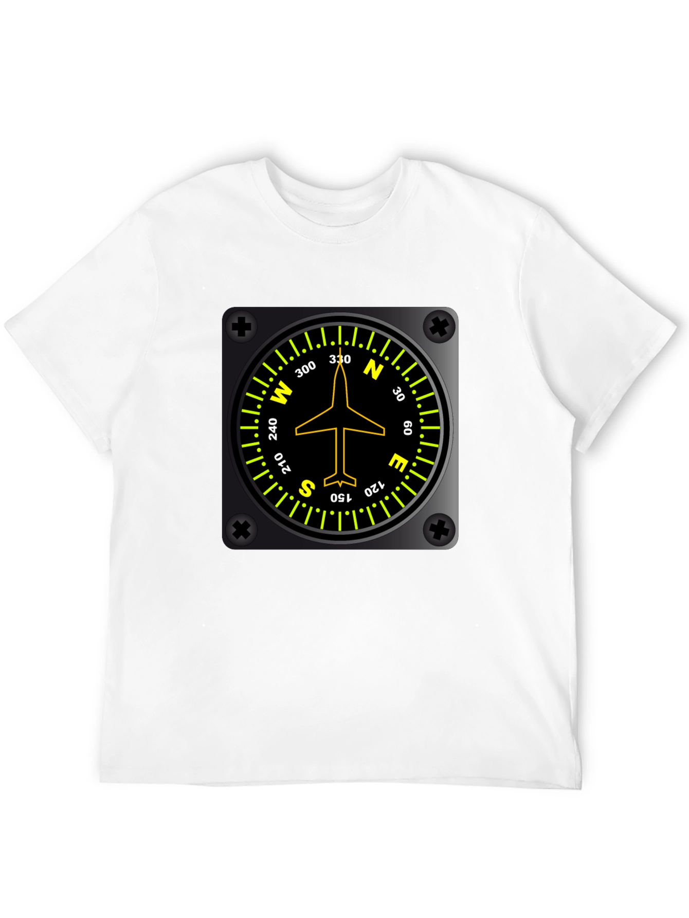Pilot Compass Directional Aviation Black T-Shirt