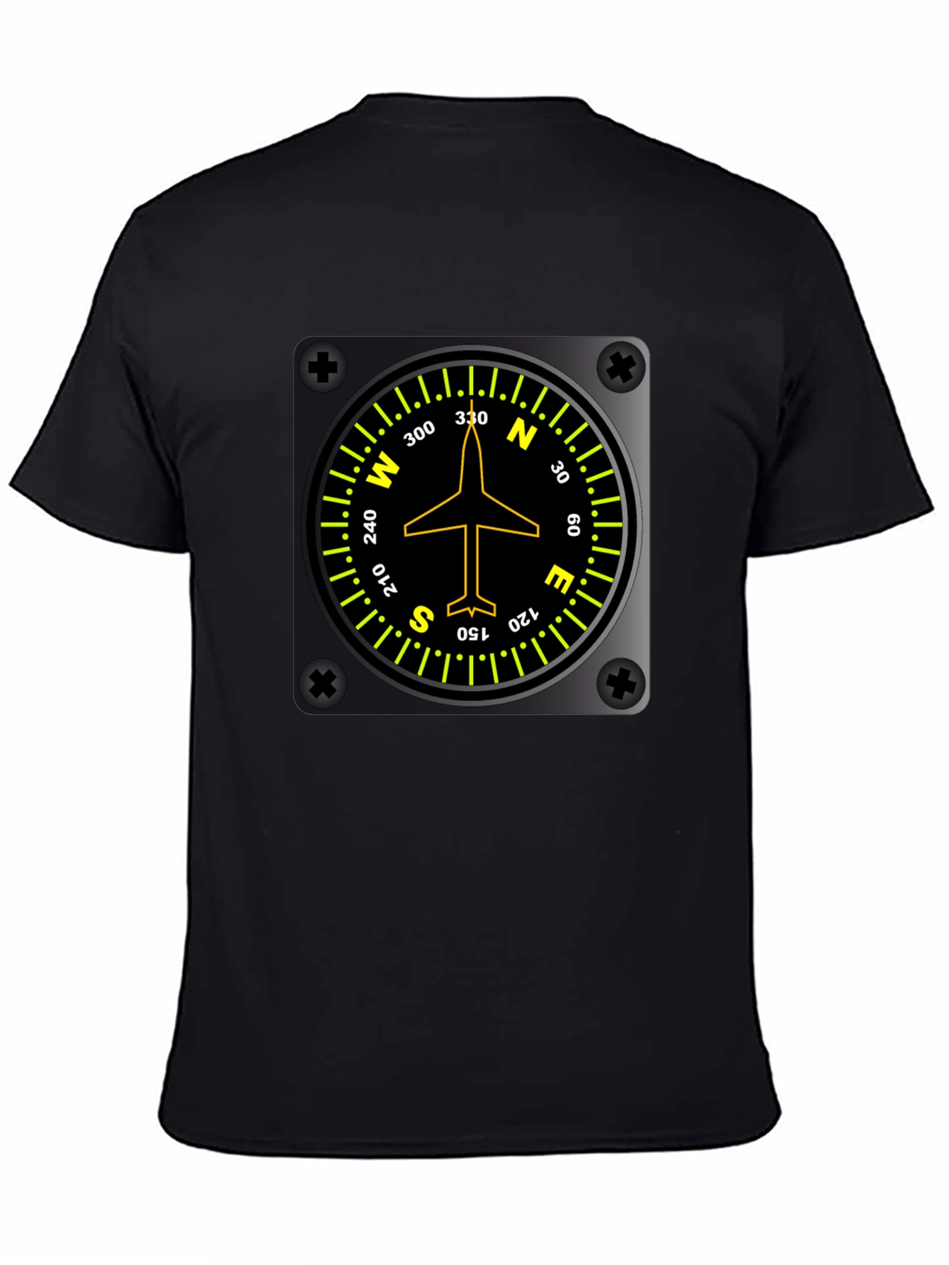 Pilot Compass Directional Aviation Black T-Shirt