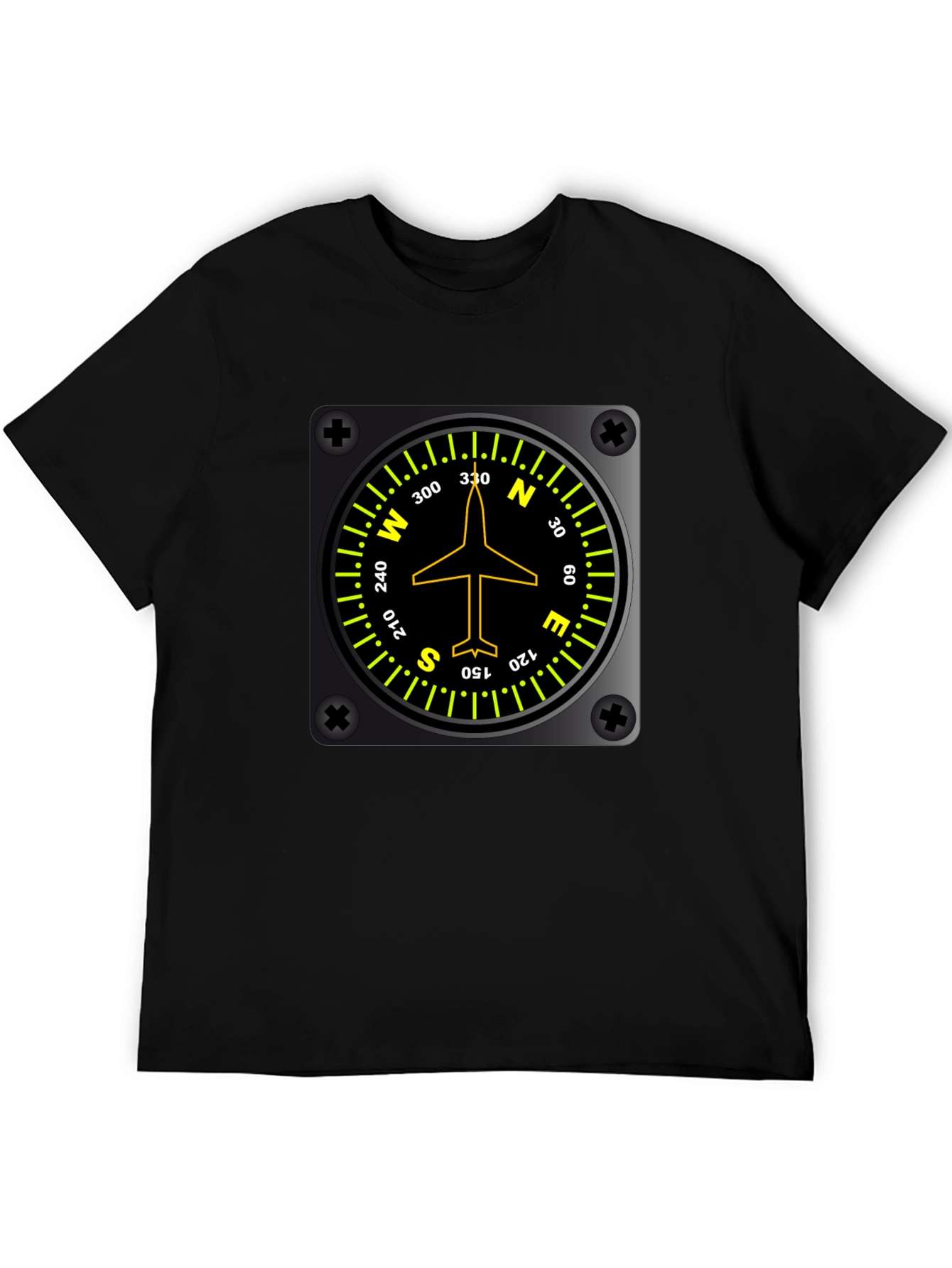 Pilot Compass Directional Aviation Black T-Shirt