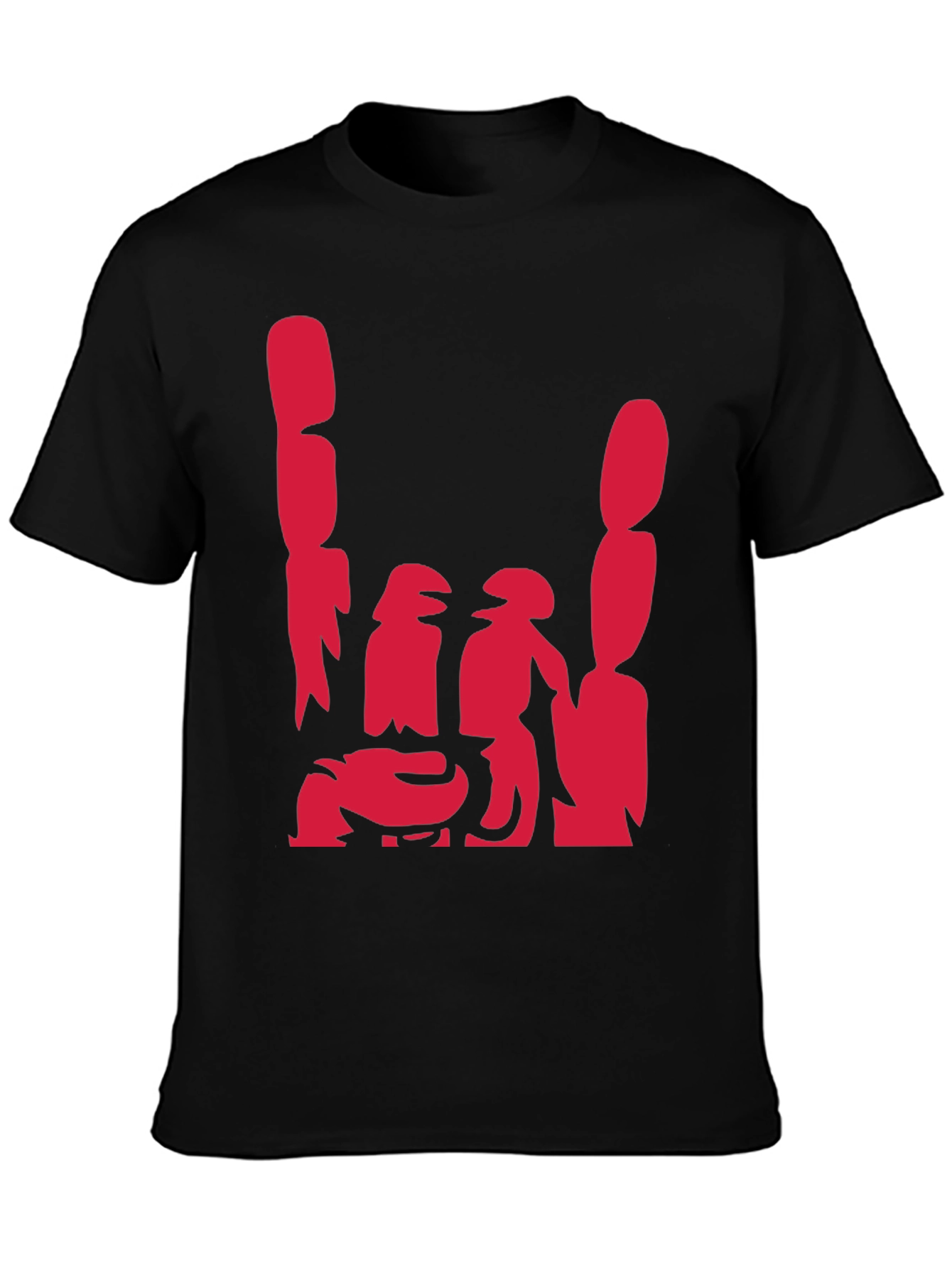 Abstract Red Graphic Print Black Casual Tee