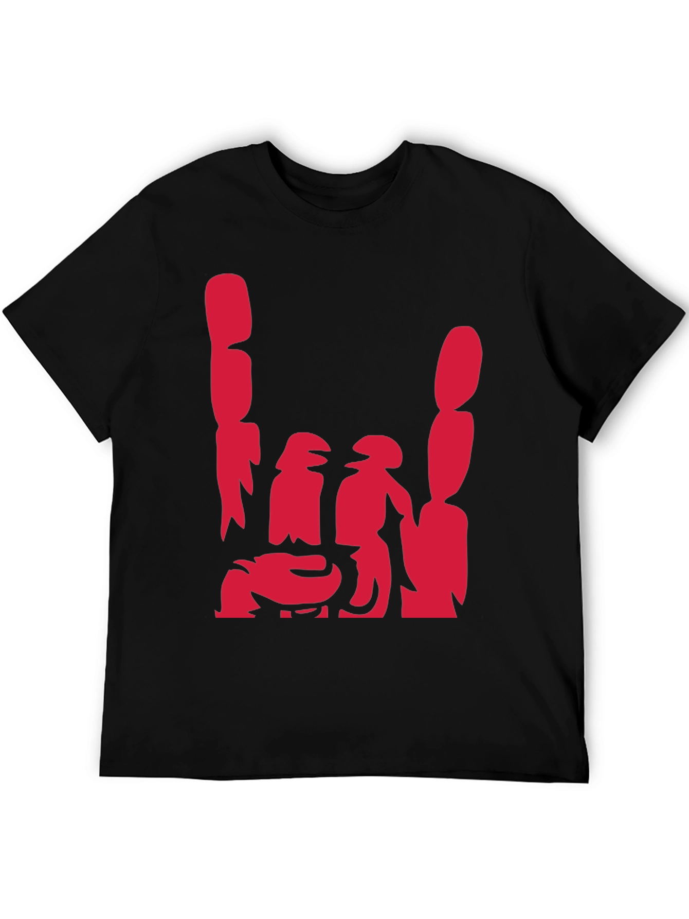 Abstract Red Graphic Print Black Casual Tee