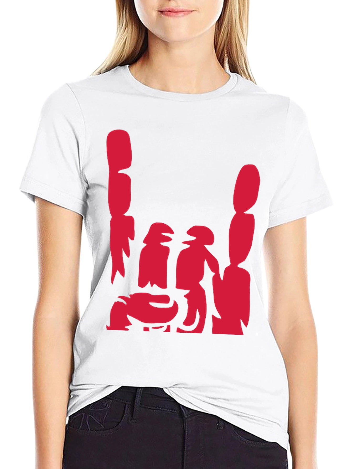 Abstract Red Graphic Print Black Casual Tee