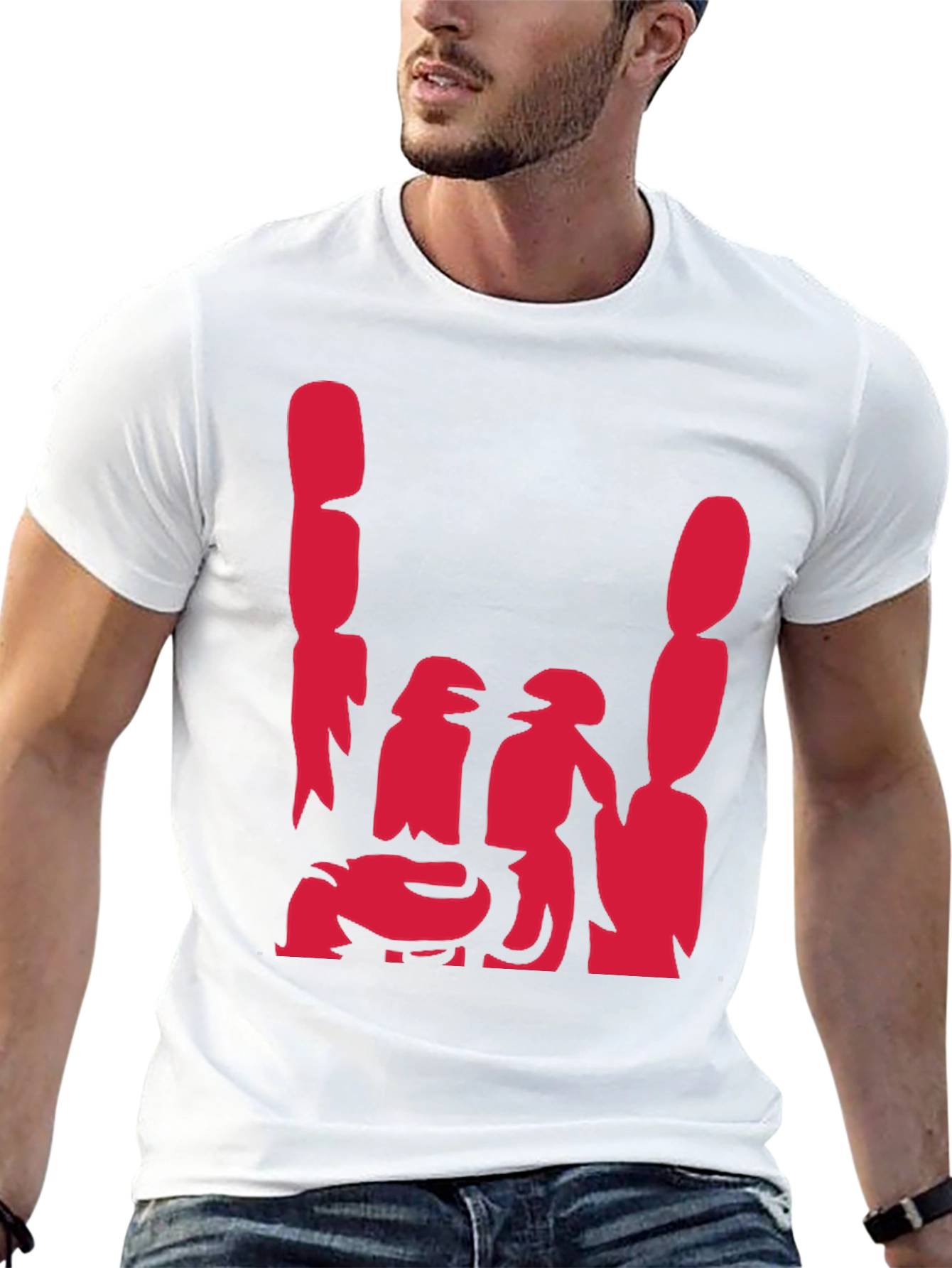Abstract Red Graphic Print Black Casual Tee