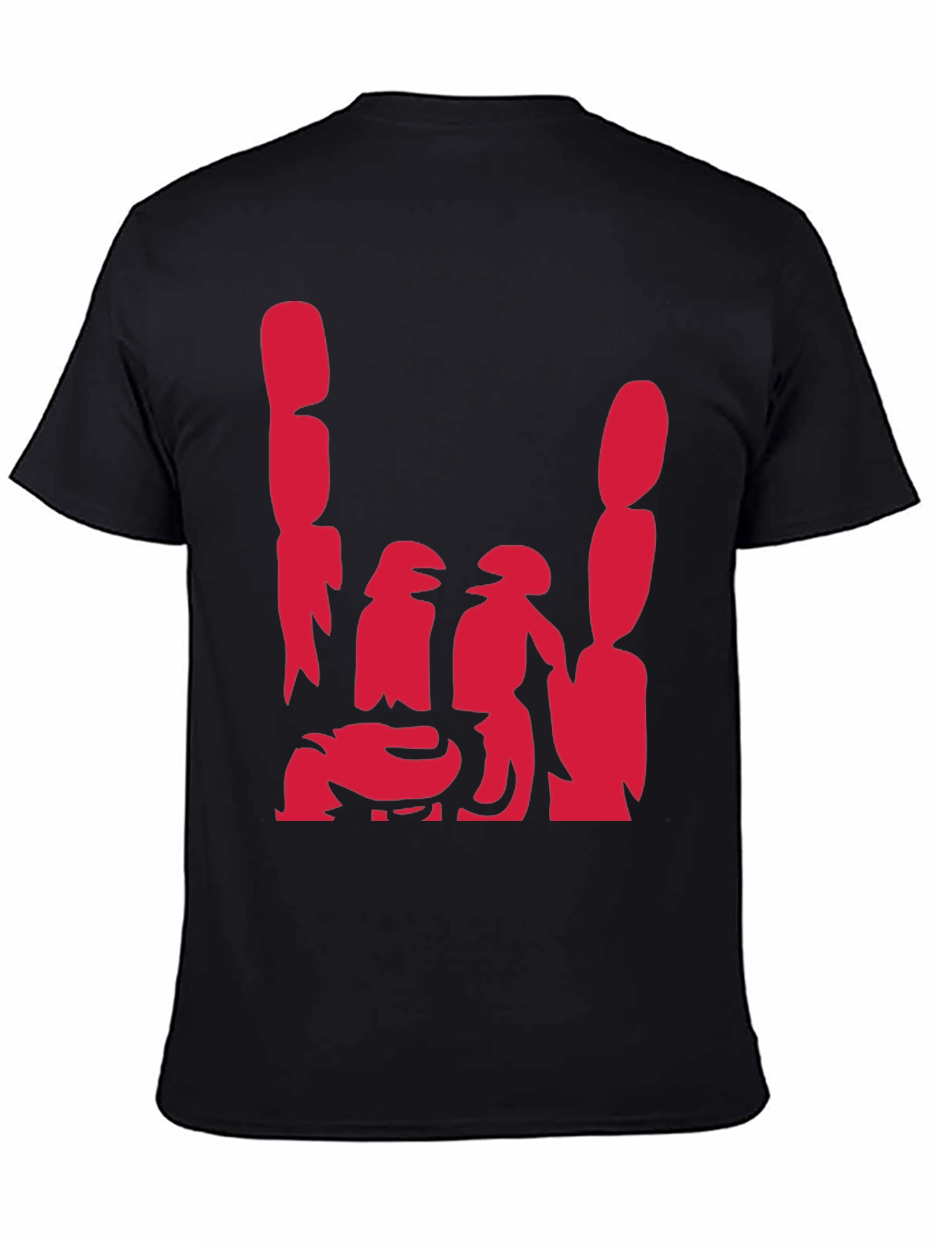 Abstract Red Graphic Print Black Casual Tee
