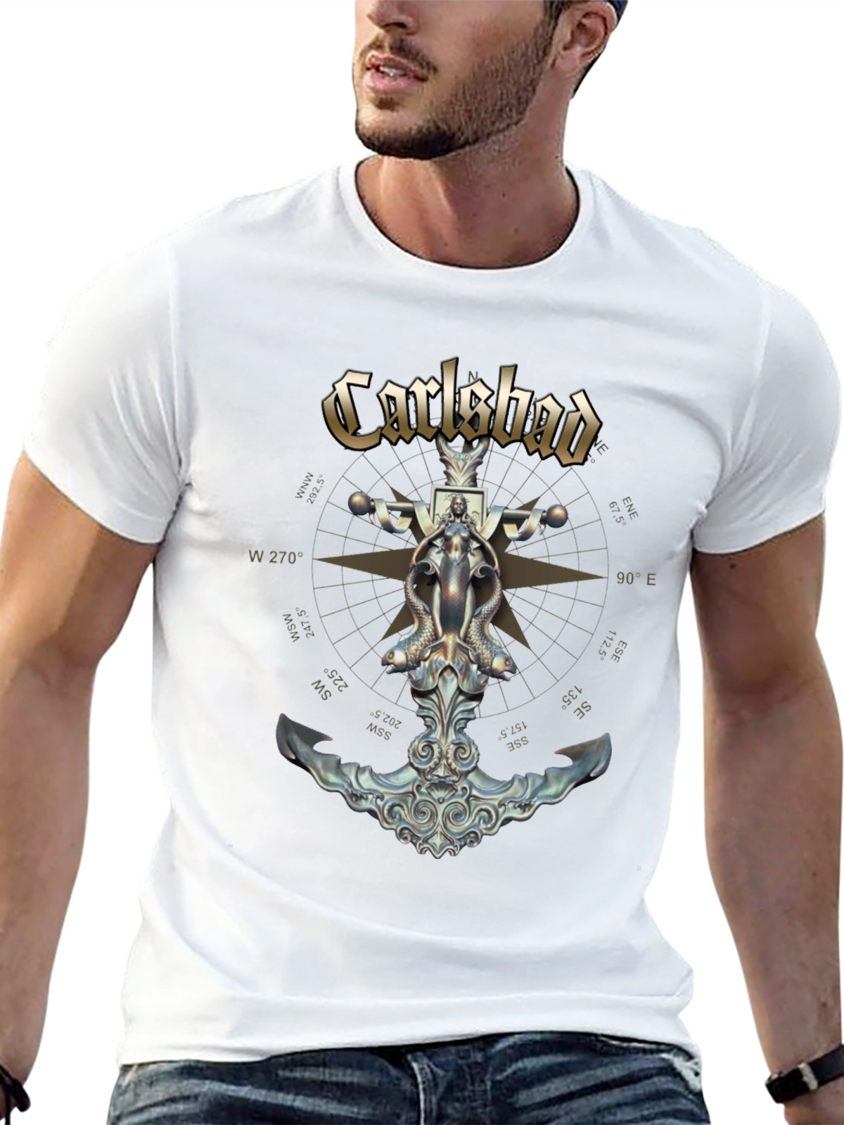Carlsbad Compass Anchor Graphic Black T-Shirt