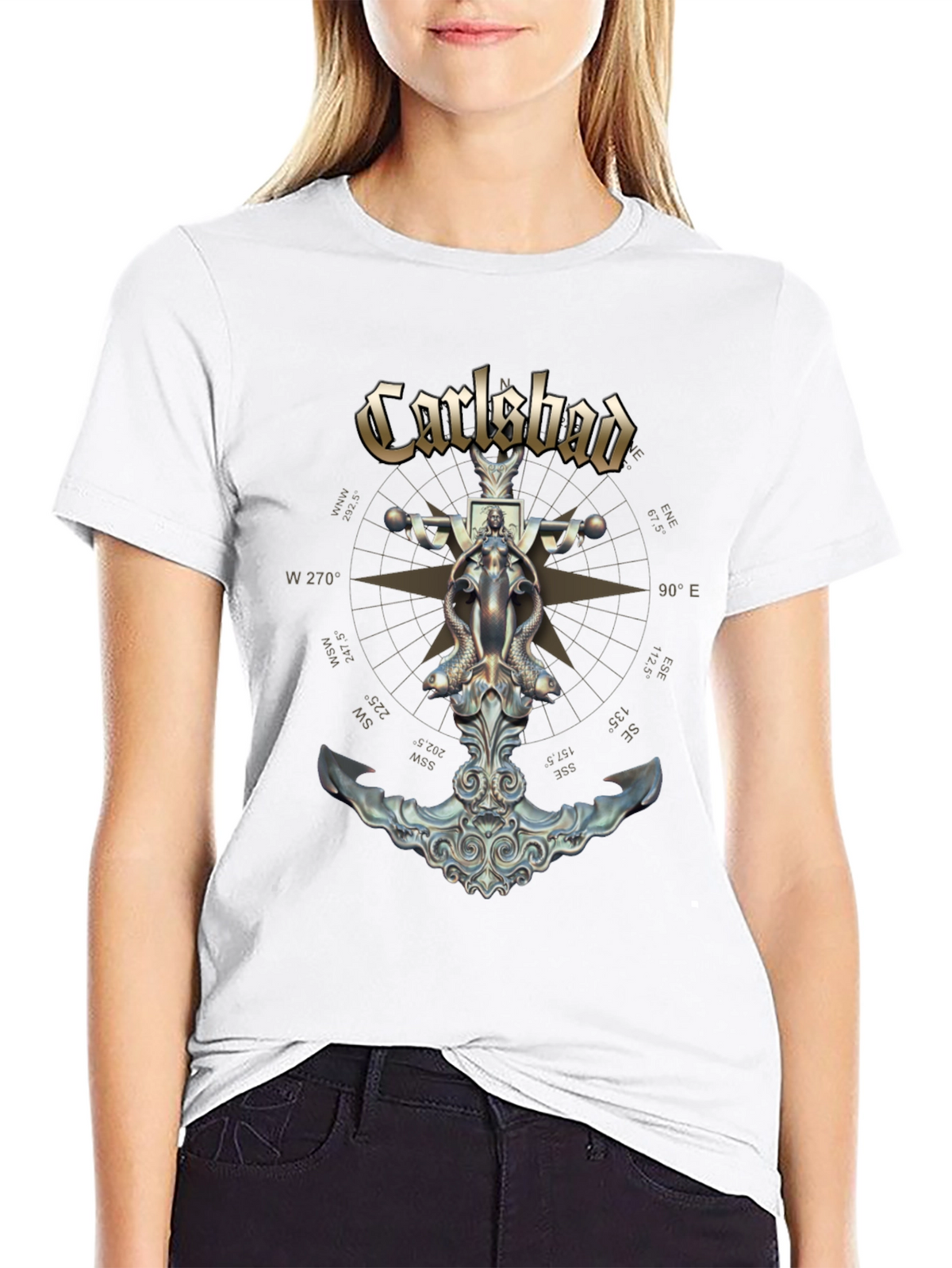 Carlsbad Compass Anchor Graphic Black T-Shirt