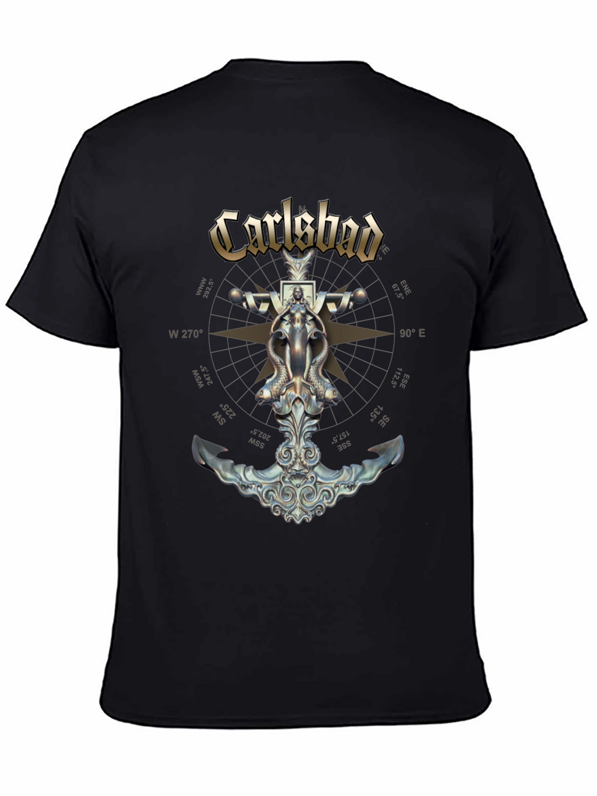 Carlsbad Compass Anchor Graphic Black T-Shirt