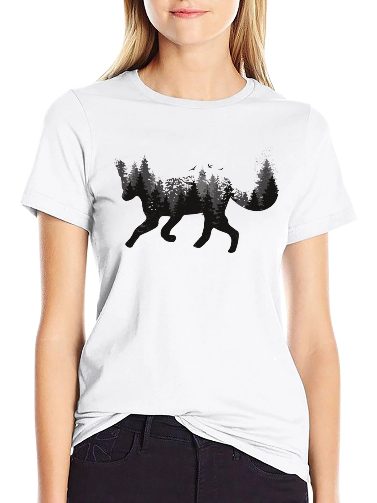Forest Wolf Graphic Tee - Mens Black T-Shirt